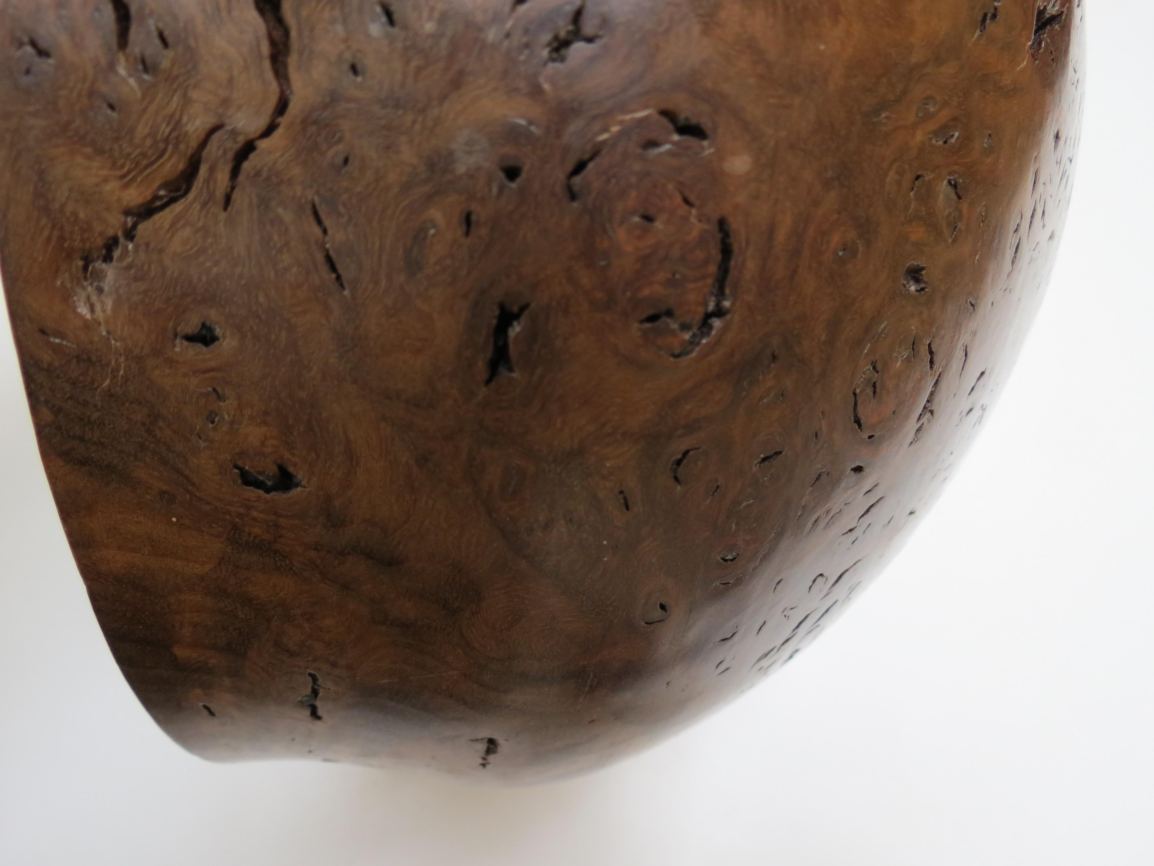 Gran cuenco decorativo de madera de Jarrah torneada a mano Años 80 4