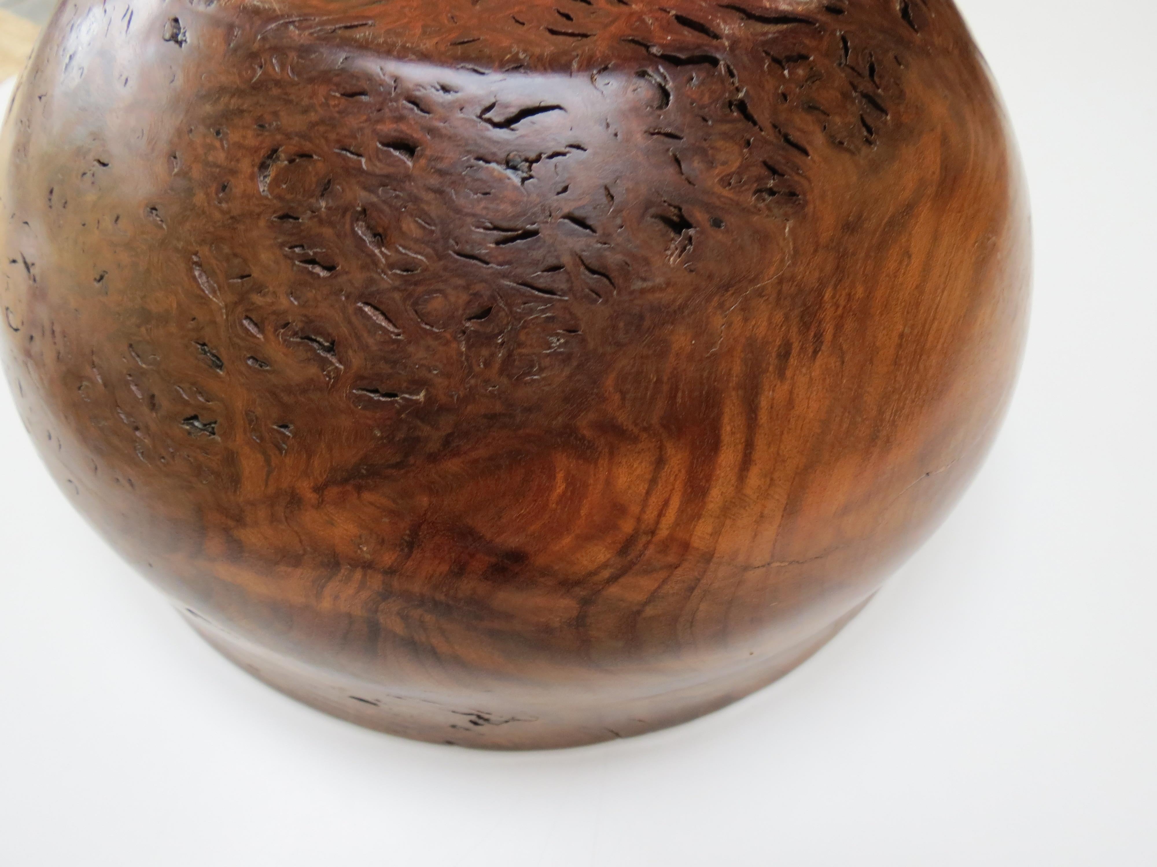 Gran cuenco decorativo de madera de Jarrah torneada a mano Años 80 6