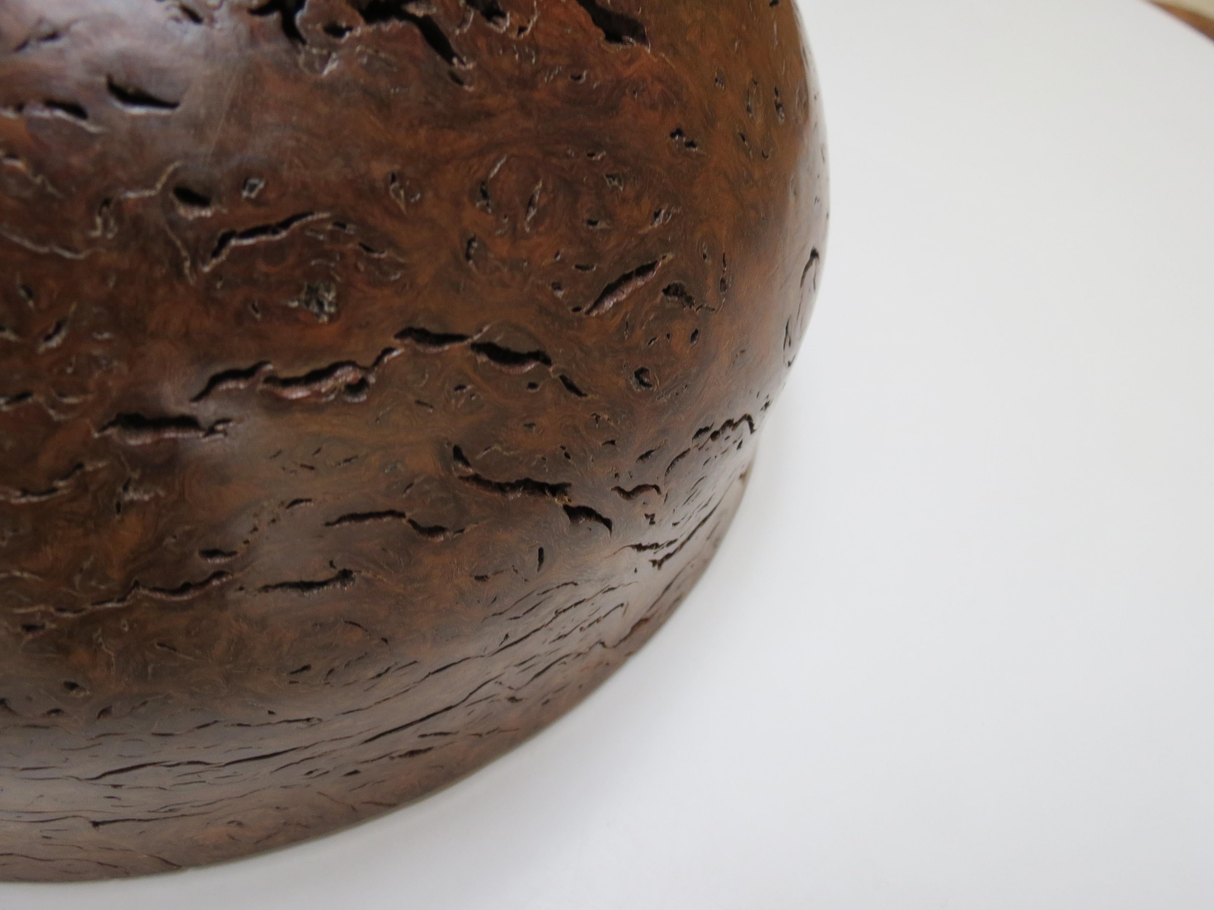 Gran cuenco decorativo de madera de Jarrah torneada a mano Años 80 7