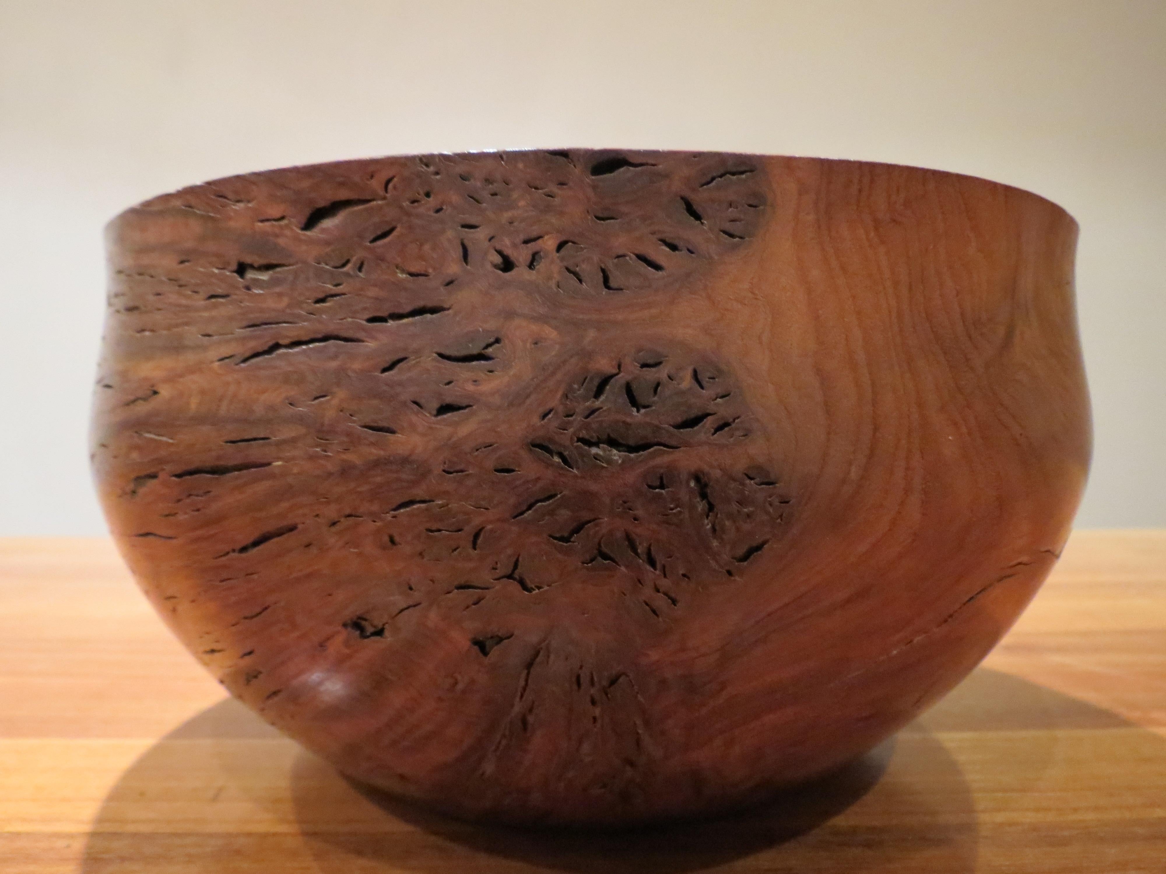 Gran cuenco decorativo de madera de Jarrah torneada a mano Años 80 8