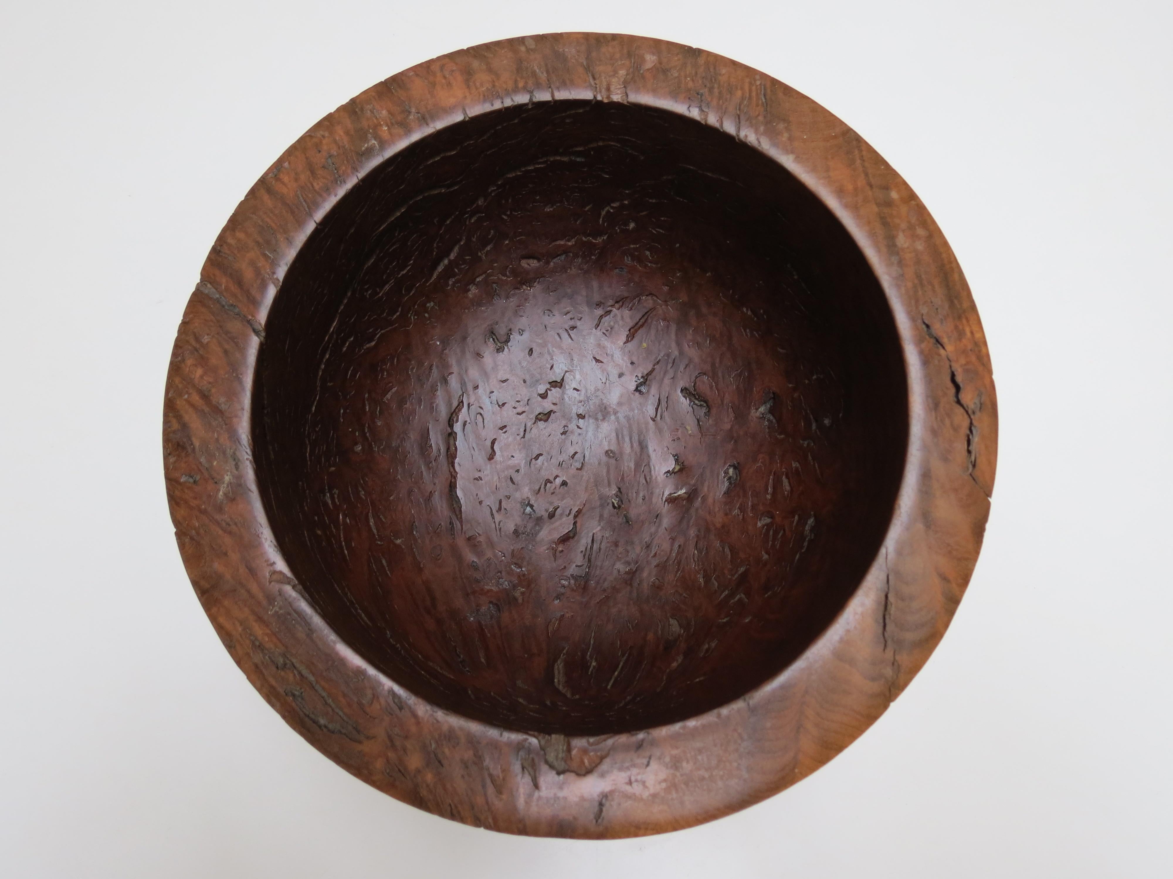 Gran cuenco decorativo de madera de Jarrah torneada a mano Años 80 Australiano