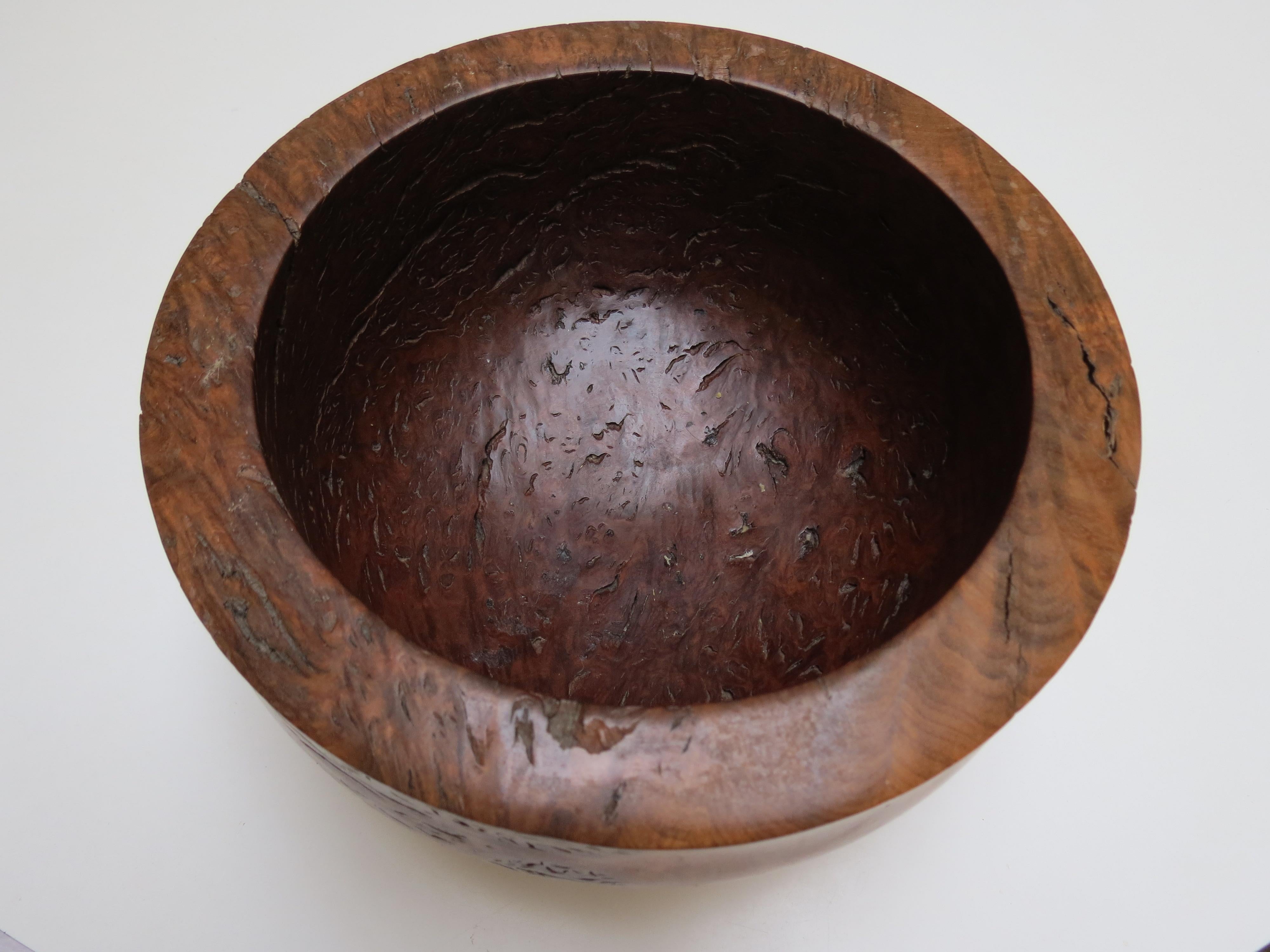 Gran cuenco decorativo de madera de Jarrah torneada a mano Años 80 Hecho a mano