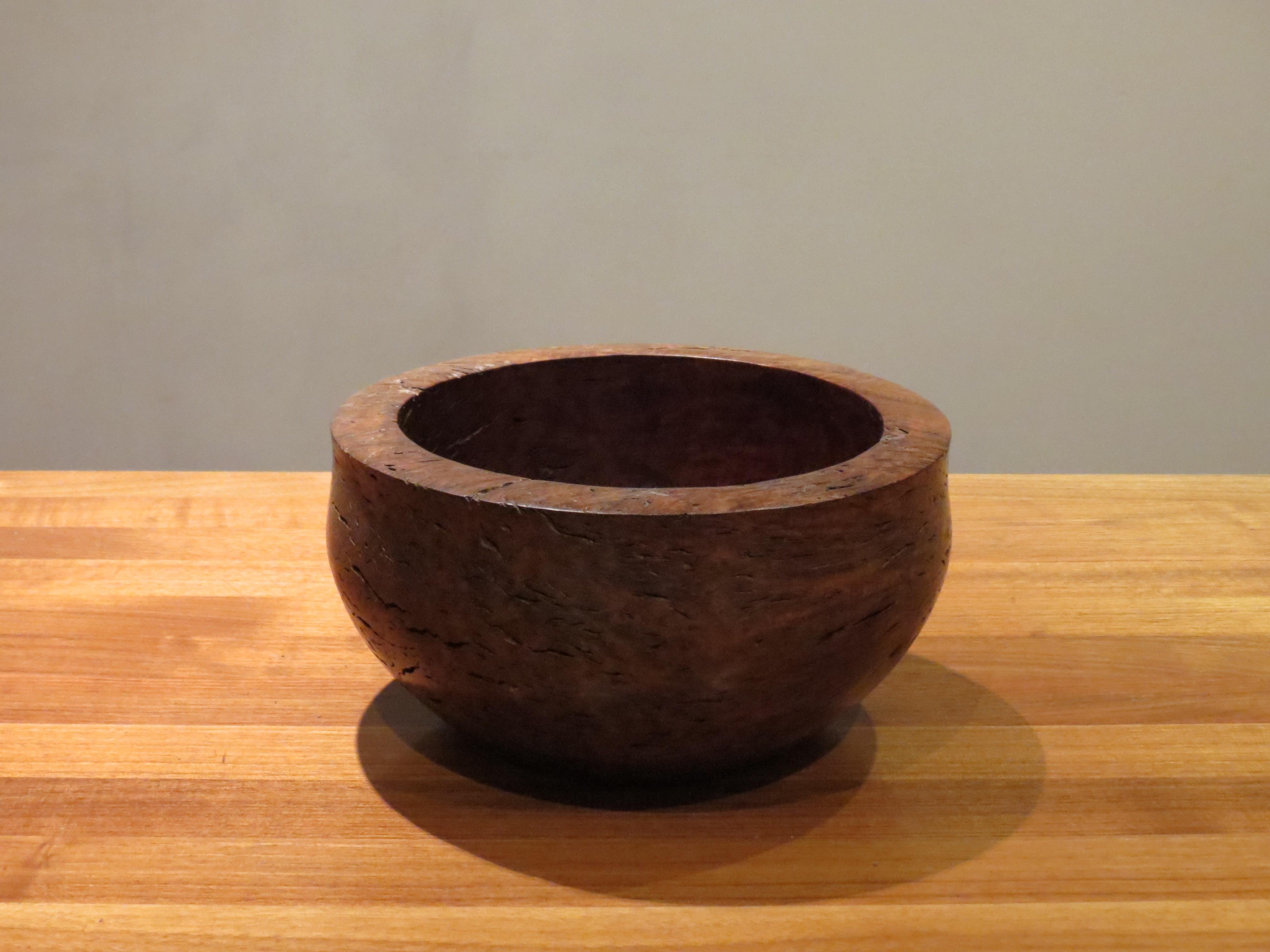 Gran cuenco decorativo de madera de Jarrah torneada a mano Años 80 siglo XX
