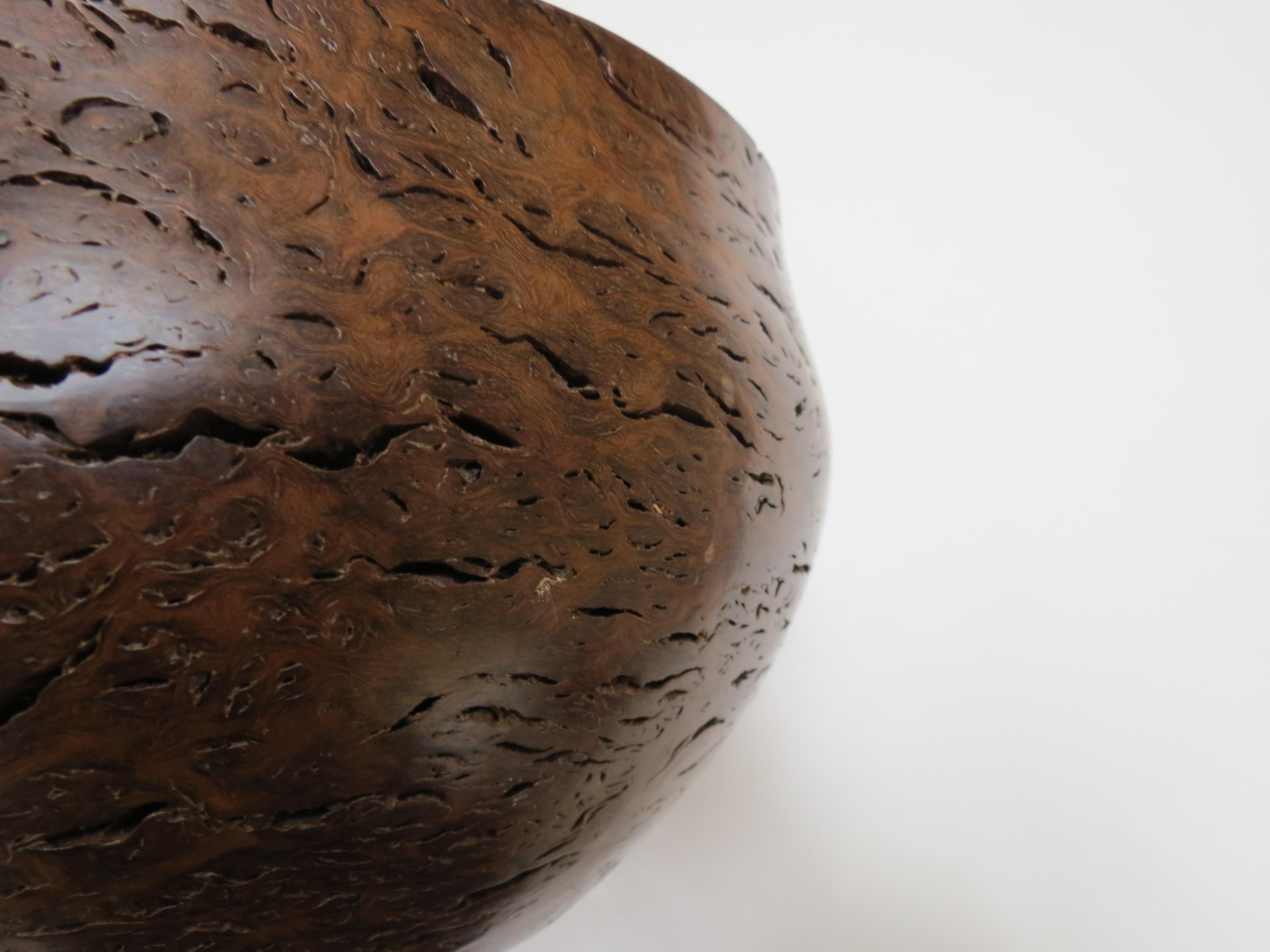Gran cuenco decorativo de madera de Jarrah torneada a mano Años 80 2