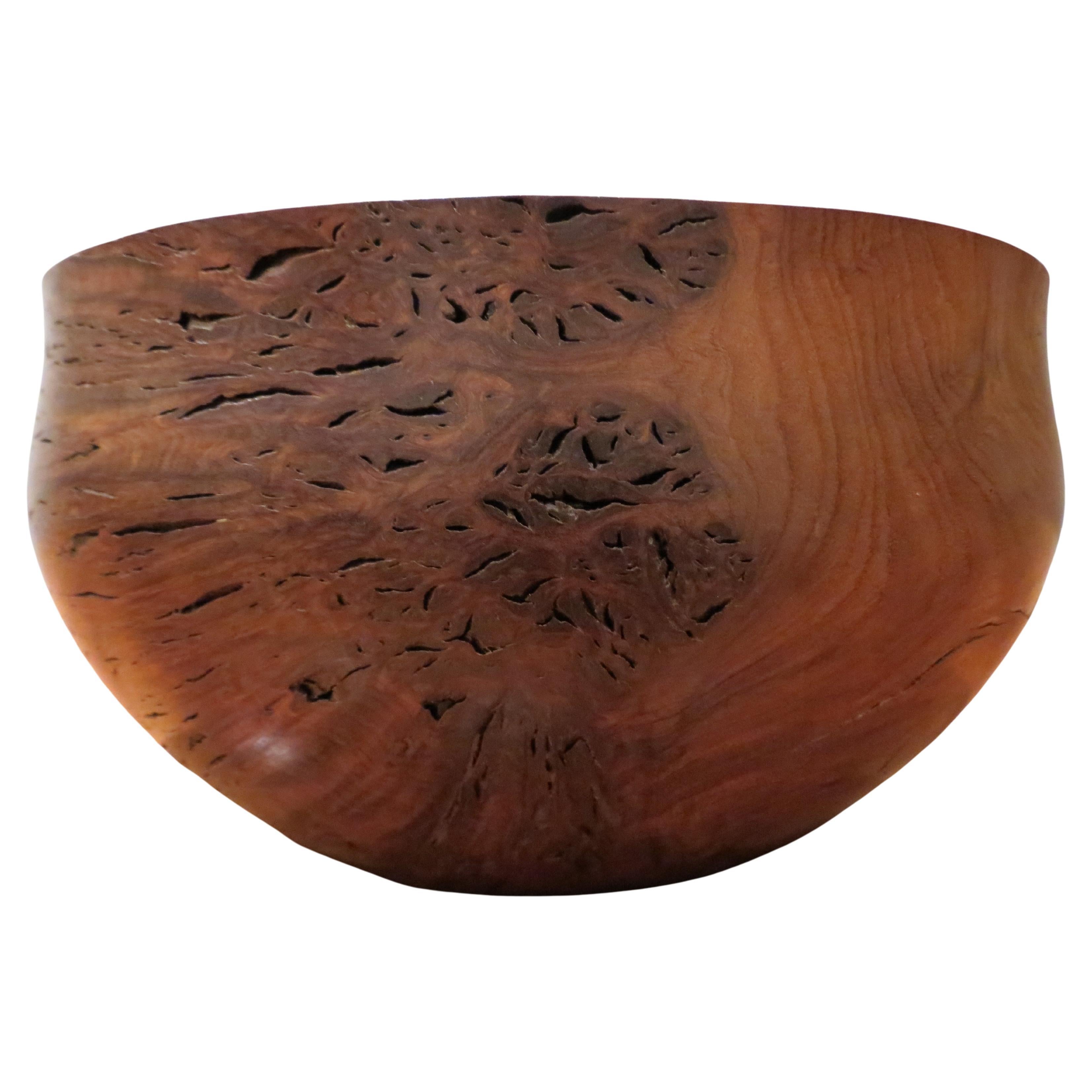 Large Hand Turned Jarrah Wood Decorative Wooden Bowl 1980s