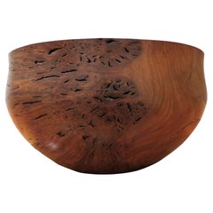 Large Hand Turned Jarrah Wood Decorative Wooden Bowl 1980s