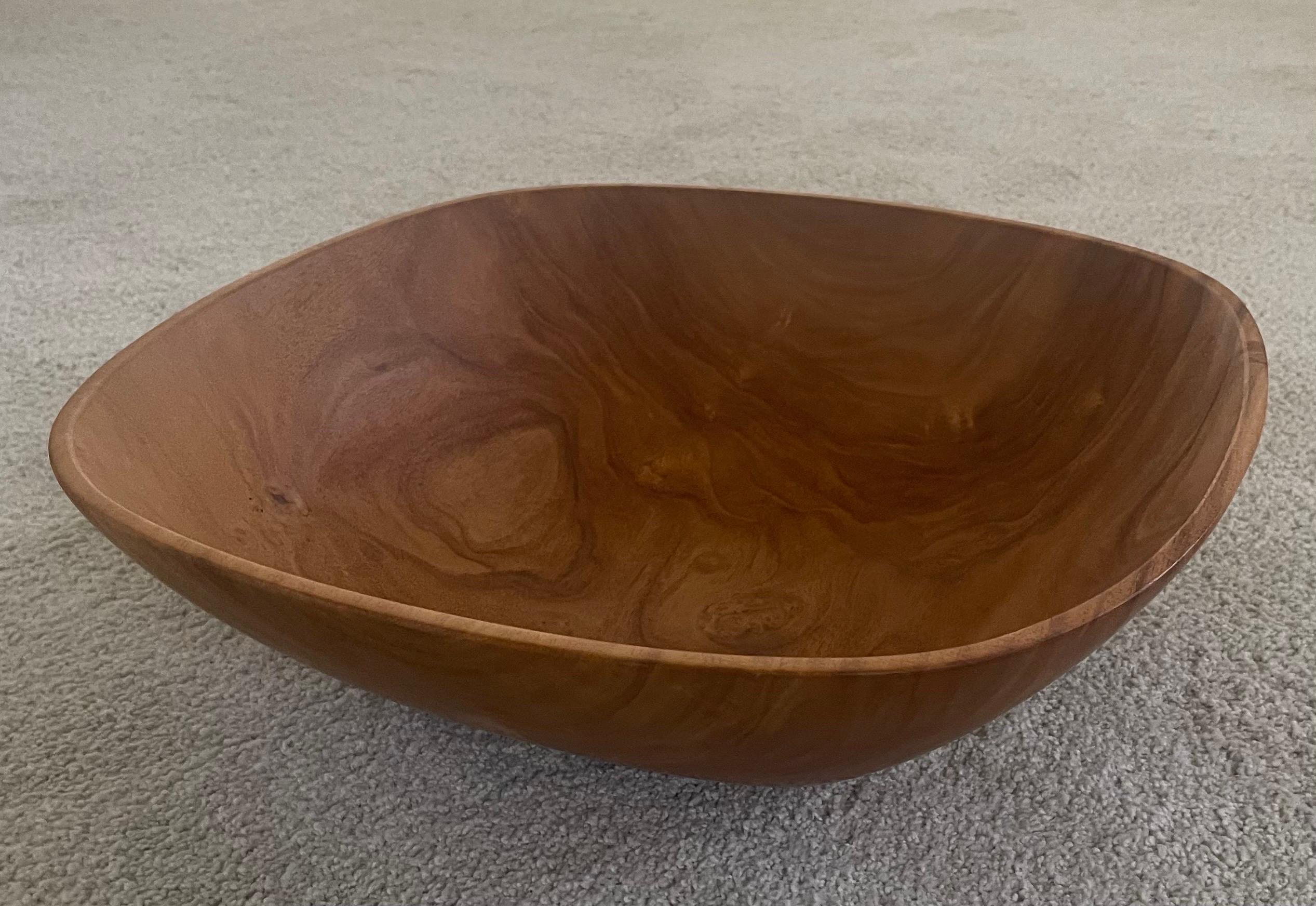 American Large Hand Turned Signed Hawiian Milo Wood Bowl  For Sale