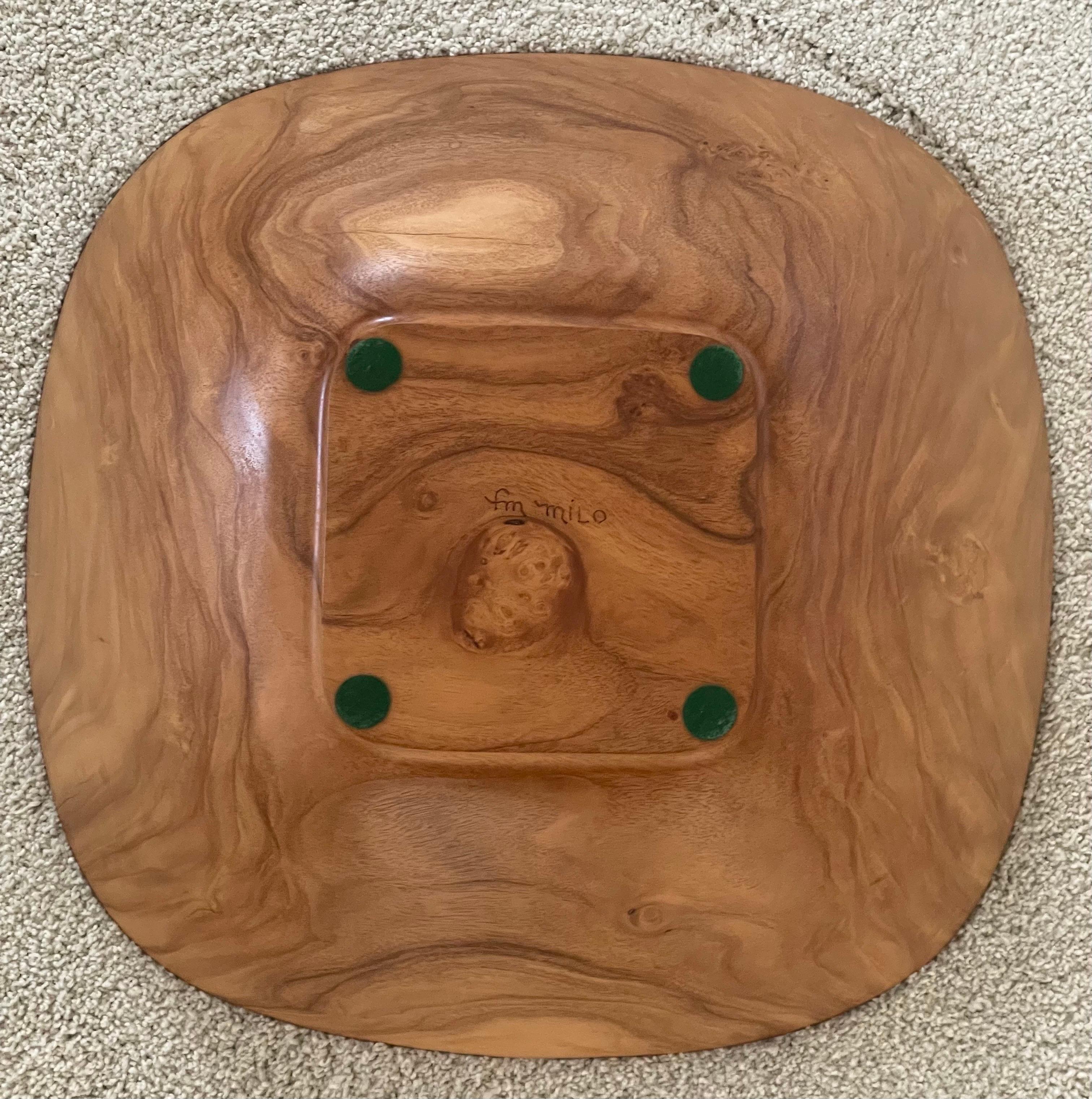 20th Century Large Hand Turned Signed Hawiian Milo Wood Bowl  For Sale