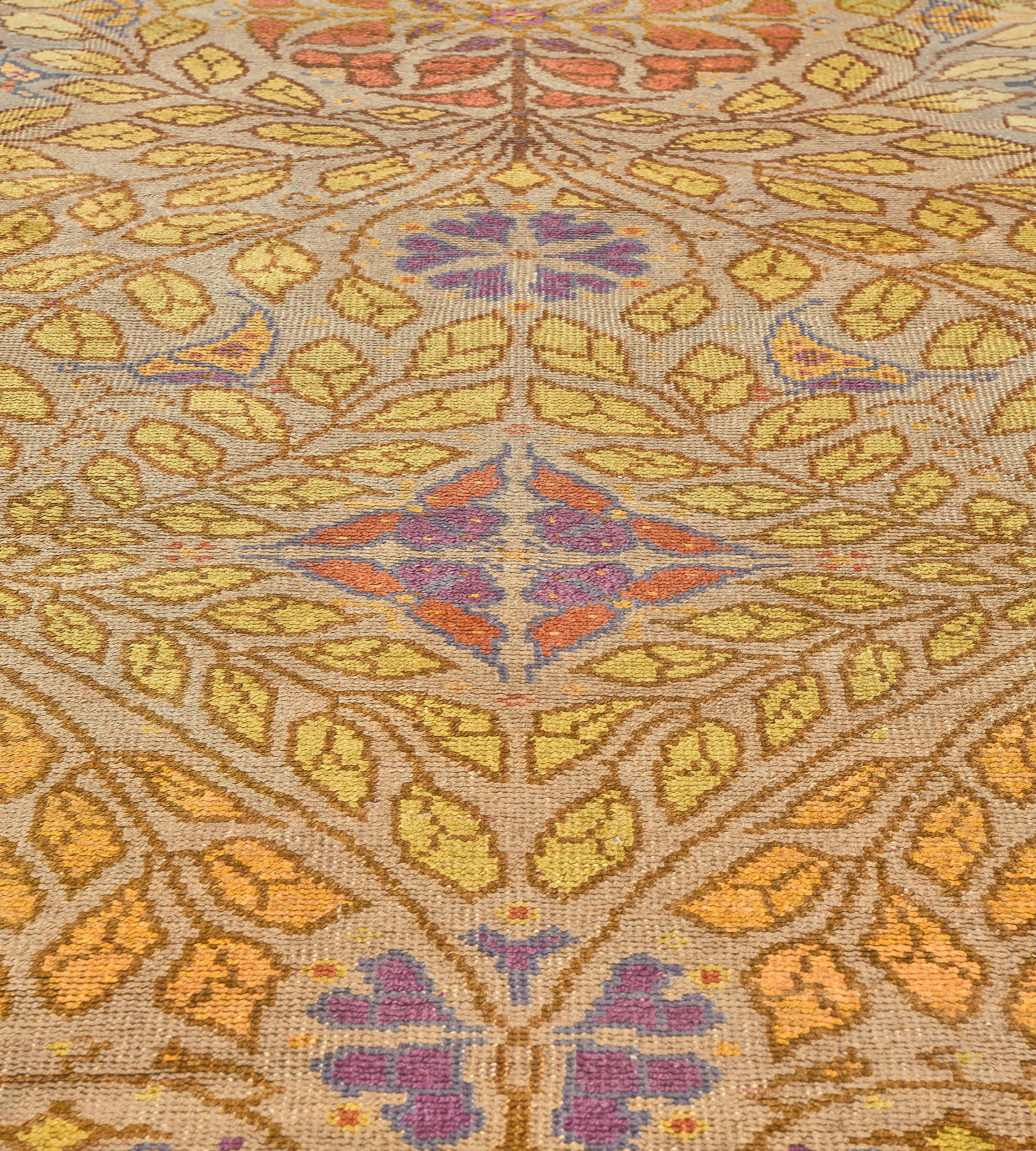 19th Century Large Hand-Woven Antique Wool Arts & Crafts Donegal Rug   13'10