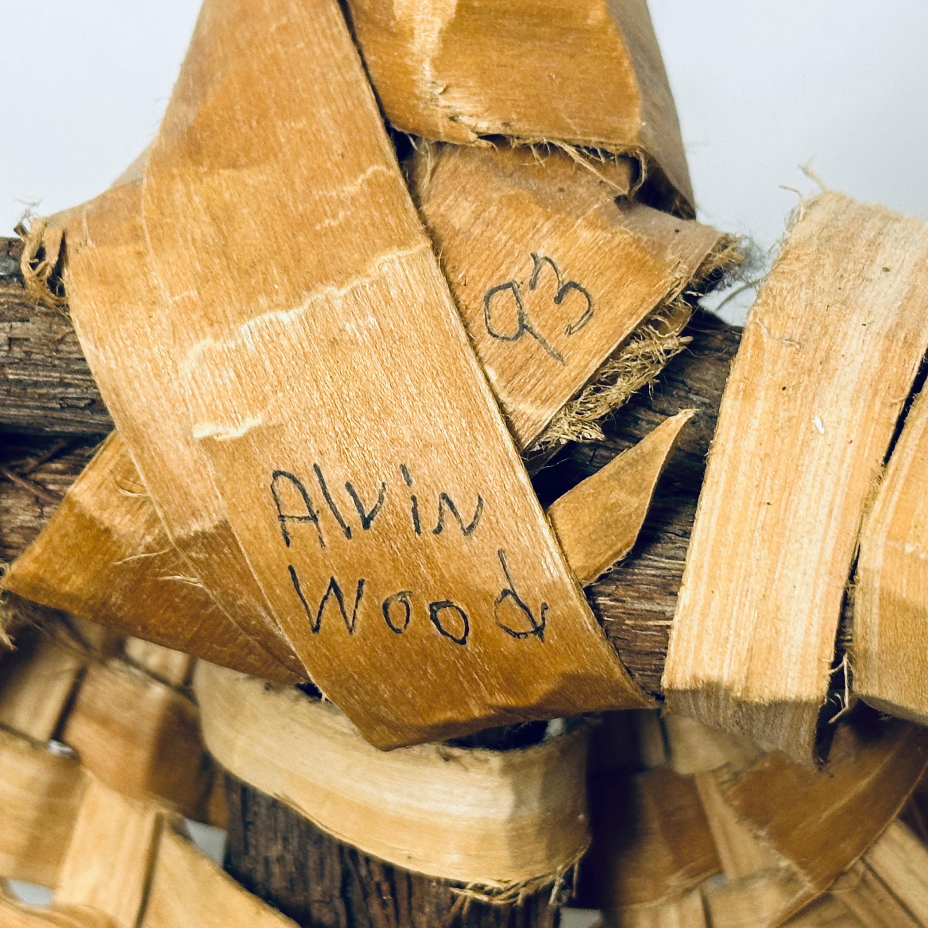 Americano Grande cesto da raccolta intrecciato a mano di Alvin Wood (1923-2005) in vendita