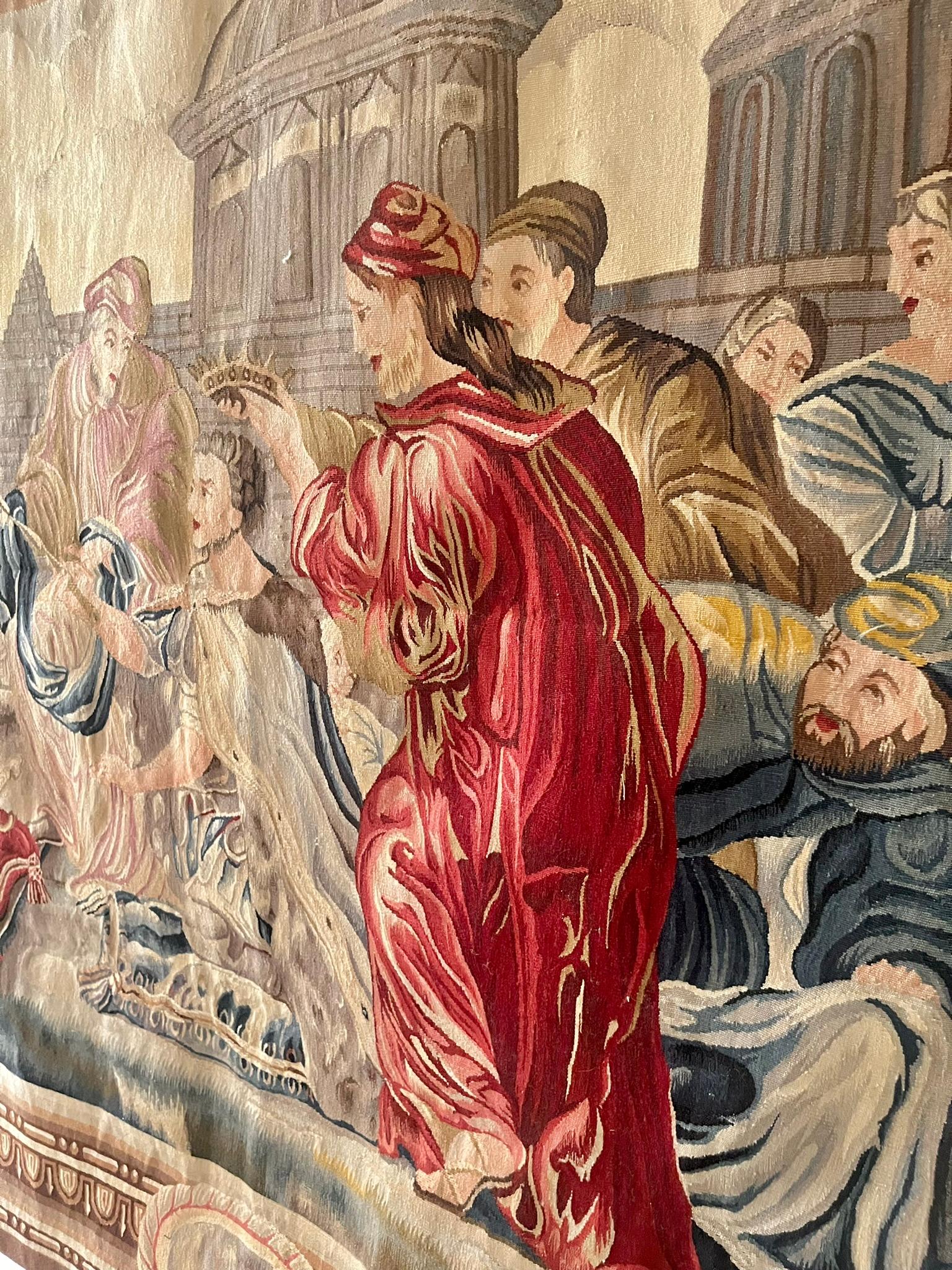 Grande arazzo tessuto a mano raffigurante il trionfo romano di Cesare in stile fiammingo In condizioni buone in vendita a Nashville, TN