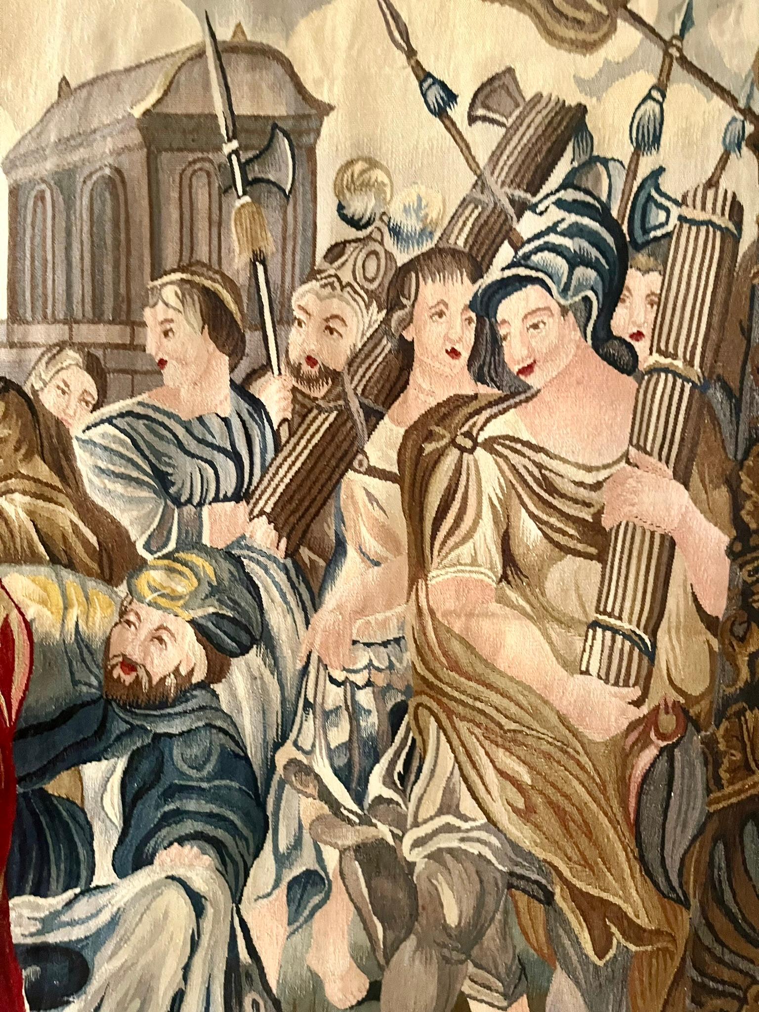 XX secolo Grande arazzo tessuto a mano raffigurante il trionfo romano di Cesare in stile fiammingo in vendita