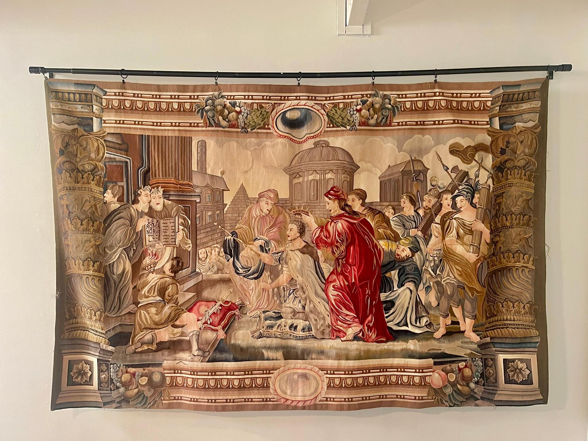 Grande arazzo tessuto a mano raffigurante il trionfo romano di Cesare in stile fiammingo in vendita 2