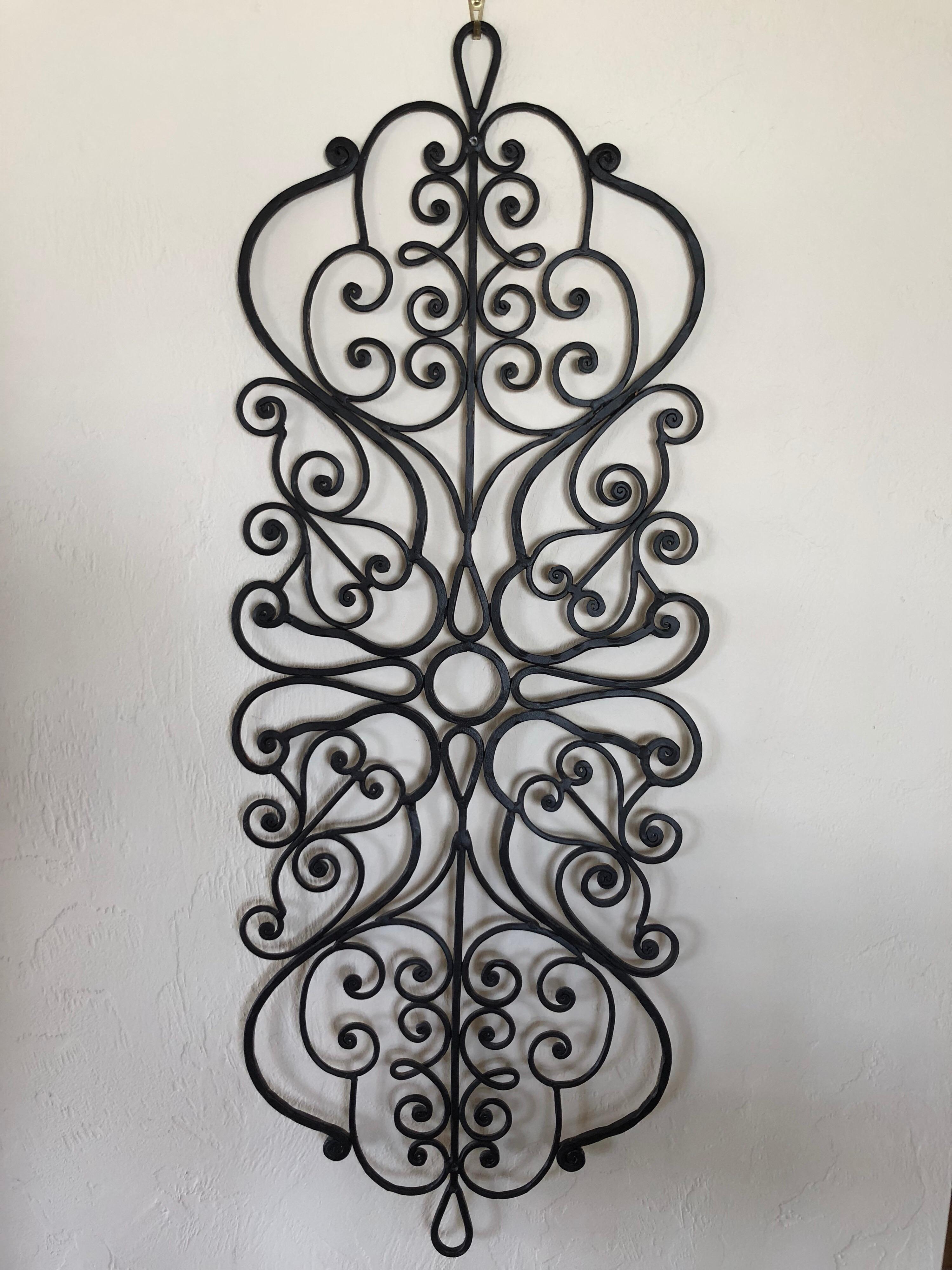 Large Hand-Wrought Iron Wall Sculpture In Good Condition In Redding, CT