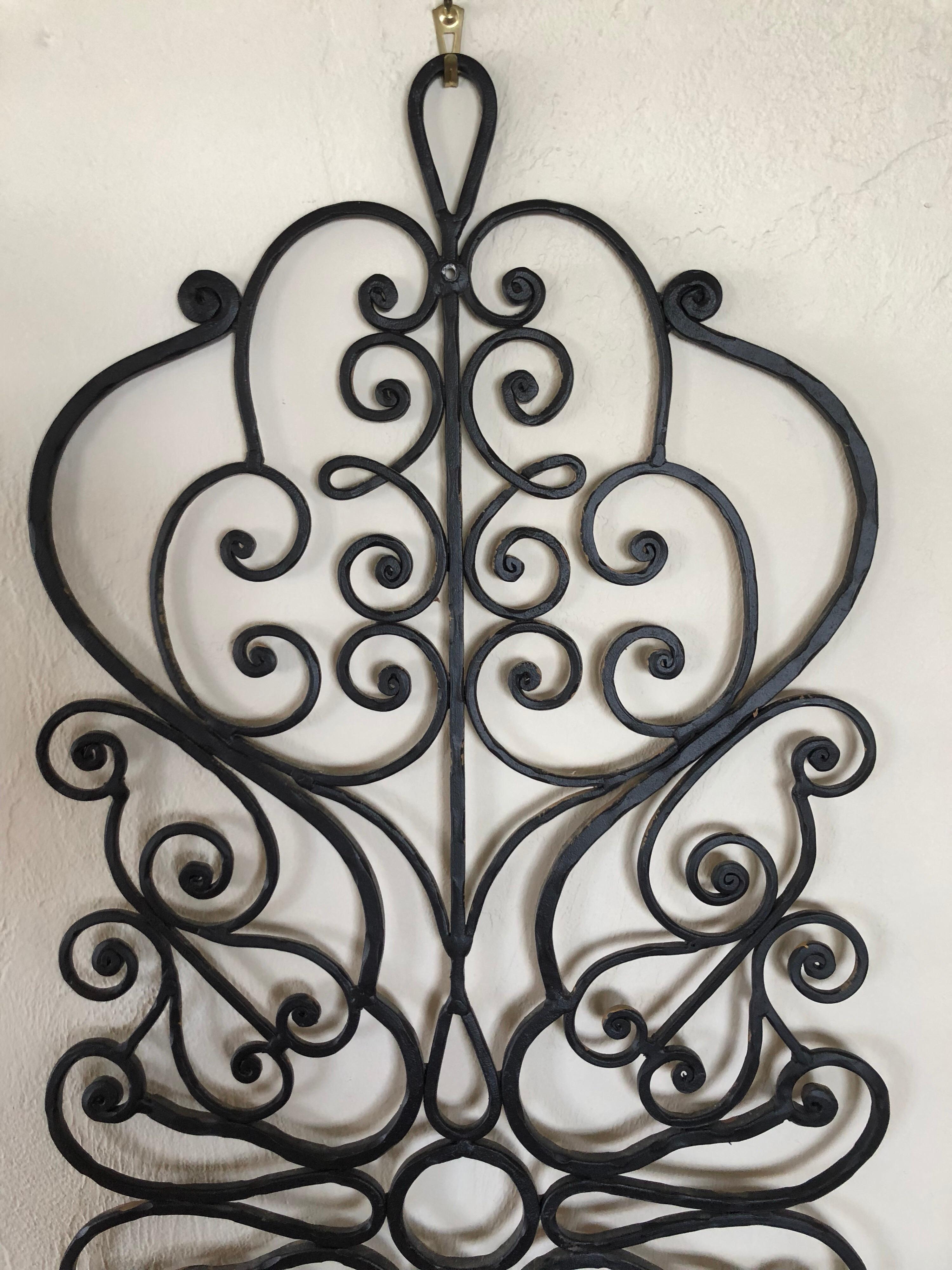 Mid-20th Century Large Hand-Wrought Iron Wall Sculpture