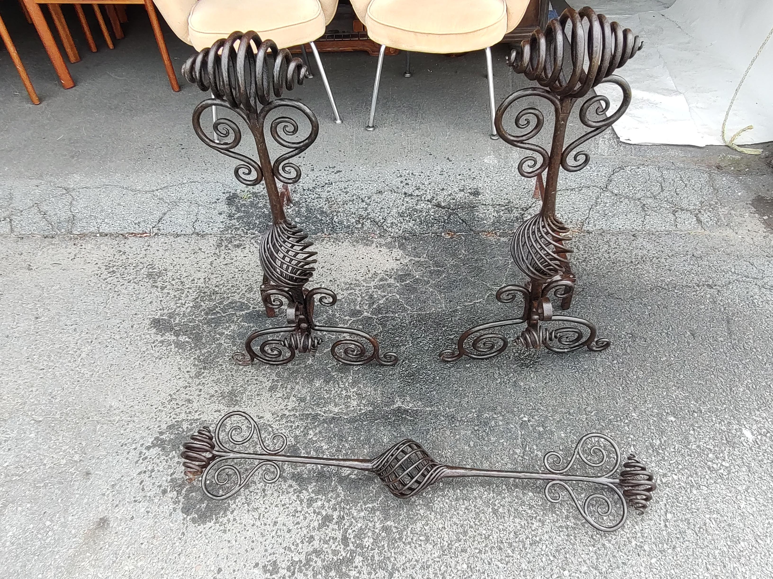 Large Hand Wrought Iron with Twists and Open Spirals style of Samuel Yellin For Sale 6