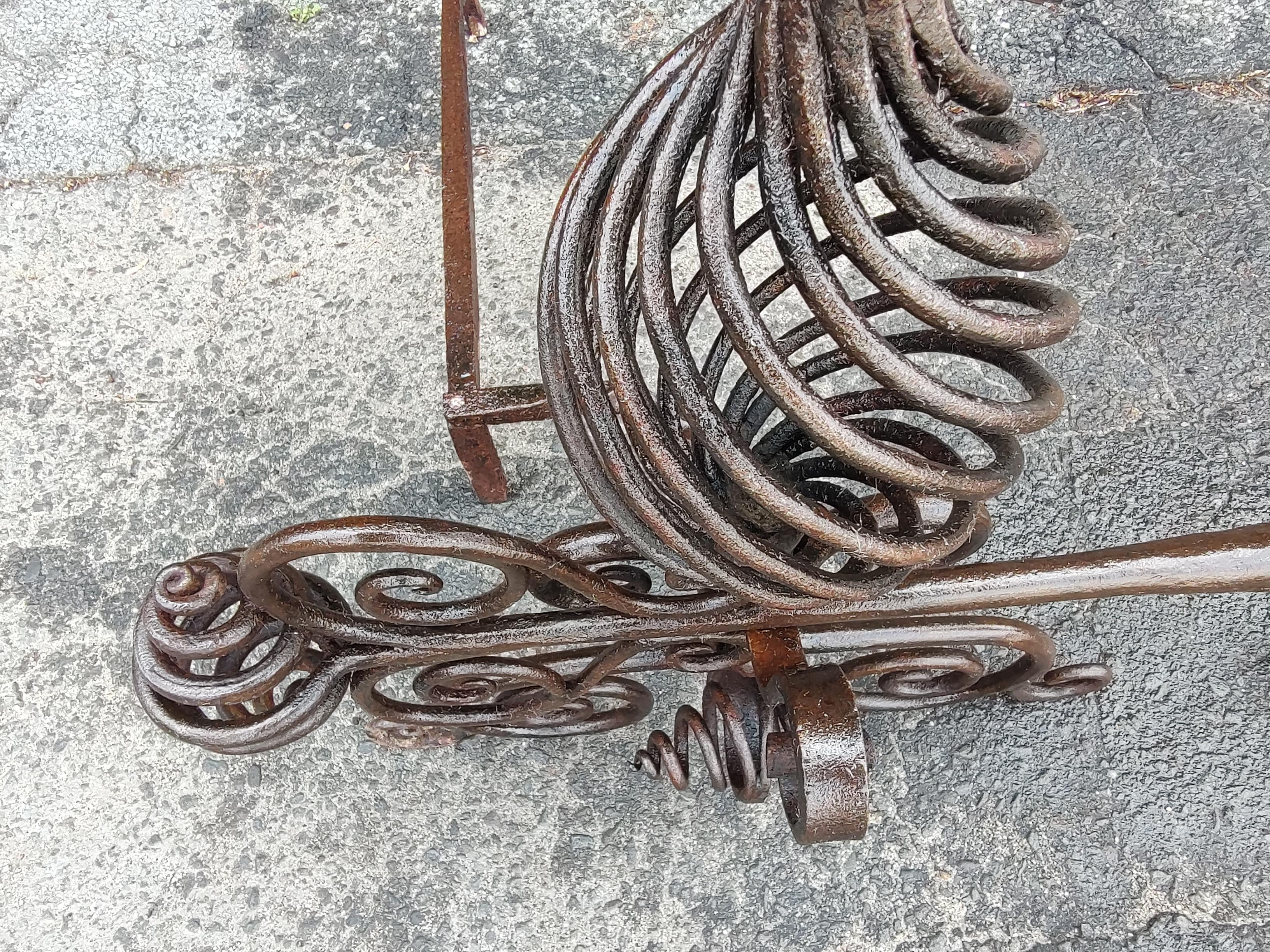 Large Hand Wrought Iron with Twists and Open Spirals style of Samuel Yellin For Sale 7
