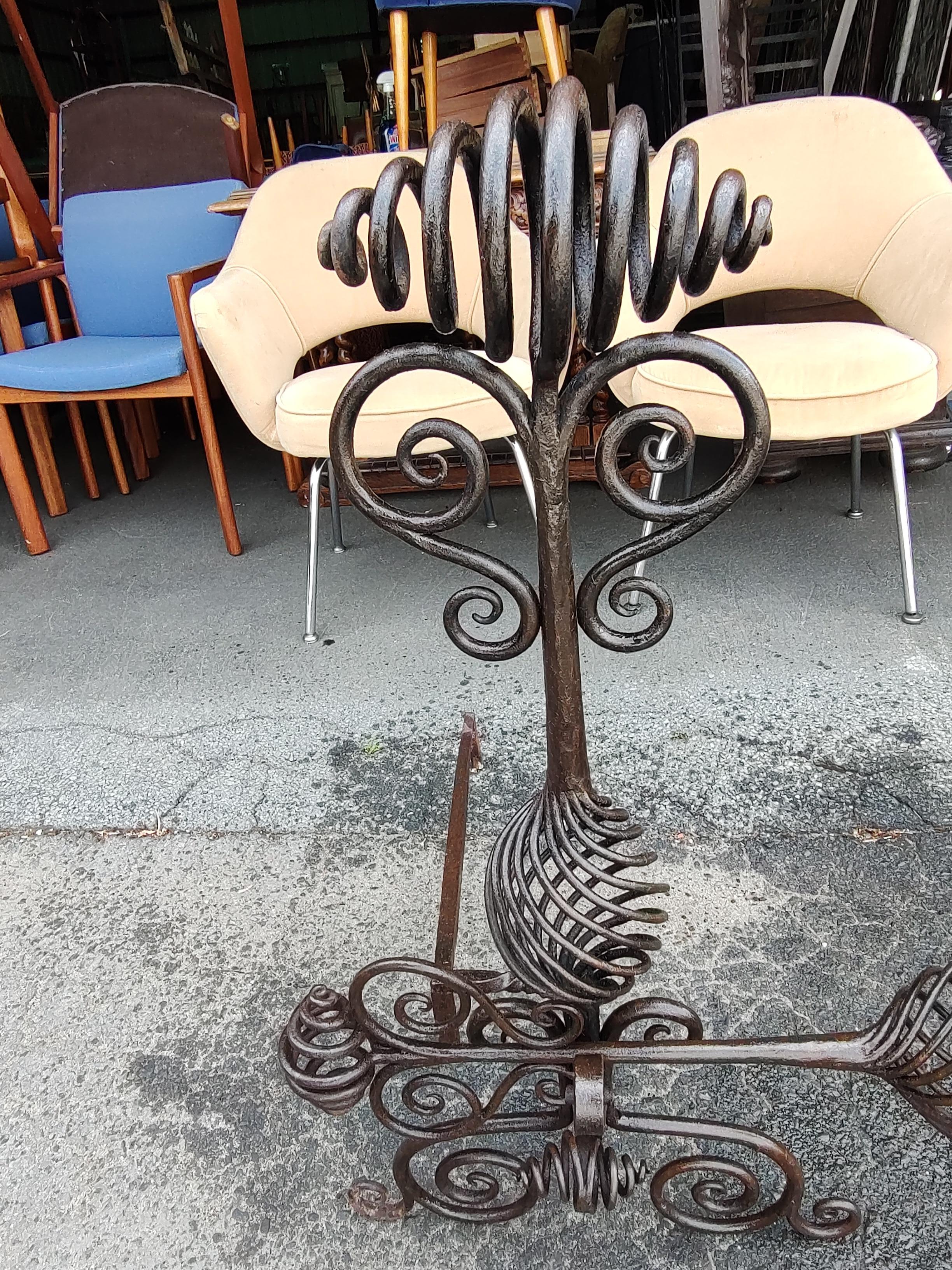 Large Hand Wrought Iron with Twists and Open Spirals style of Samuel Yellin For Sale 8