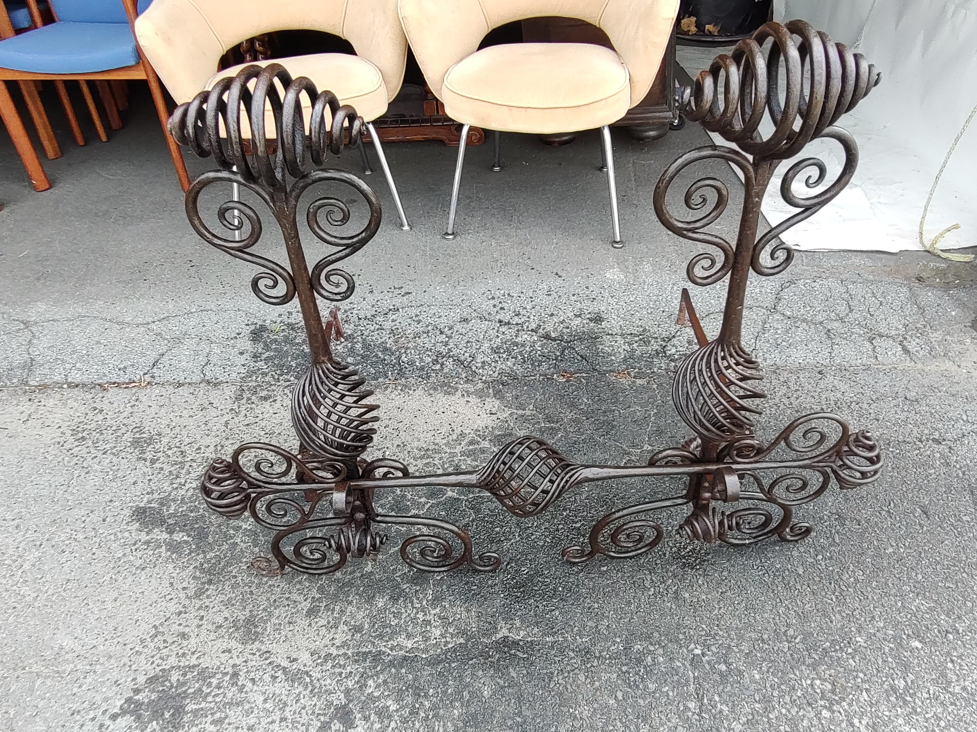Large Hand Wrought Iron with Twists and Open Spirals style of Samuel Yellin For Sale 9