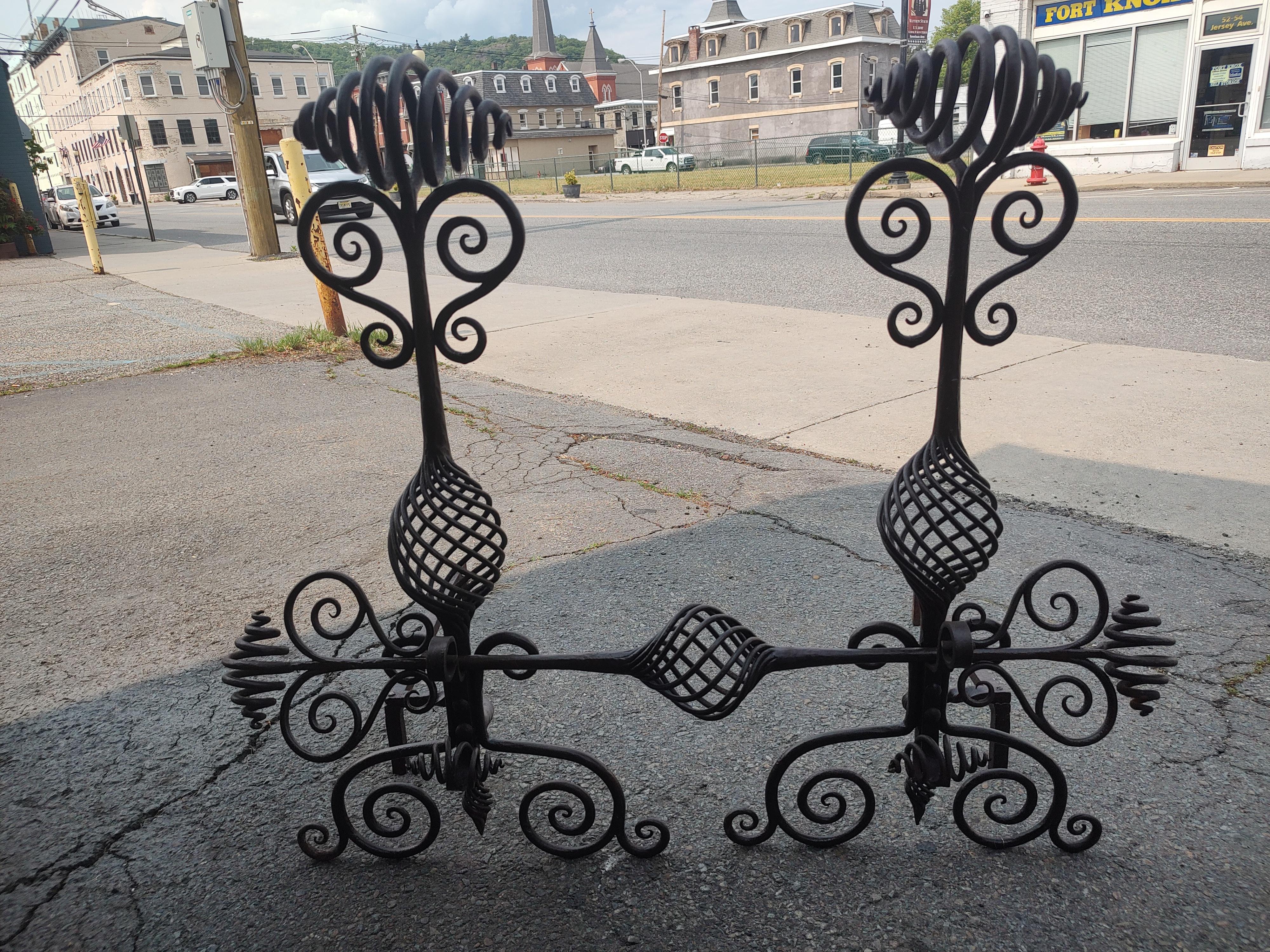 Large Hand Wrought Iron with Twists and Open Spirals style of Samuel Yellin For Sale 2