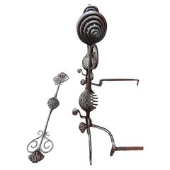 Large Hand Wrought Iron with Twists and Open Spirals style of Samuel Yellin