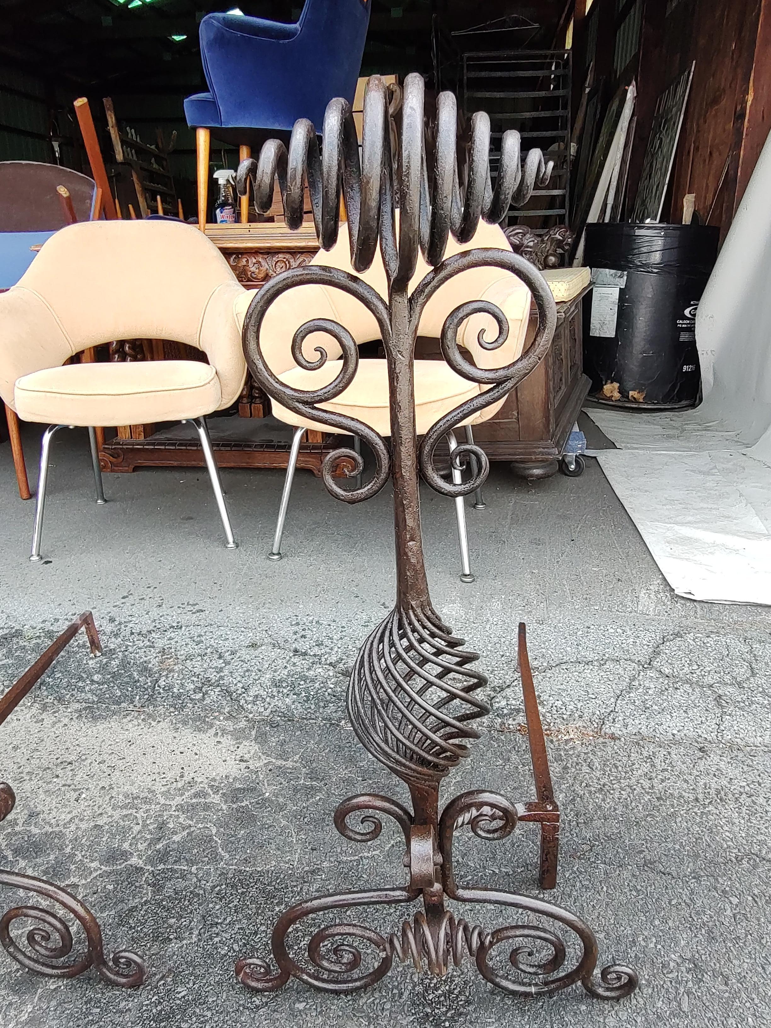 Large Hand Wrought Iron with Twists and Open Spirals style of Samuel Yellin For Sale 3