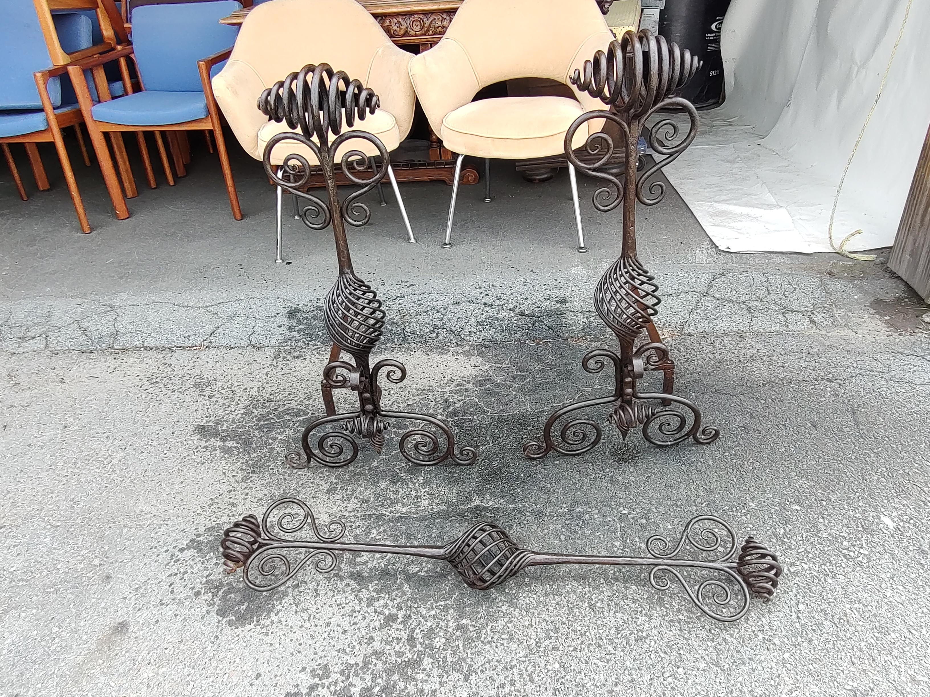 Large Hand Wrought Iron with Twists and Open Spirals style of Samuel Yellin For Sale 5