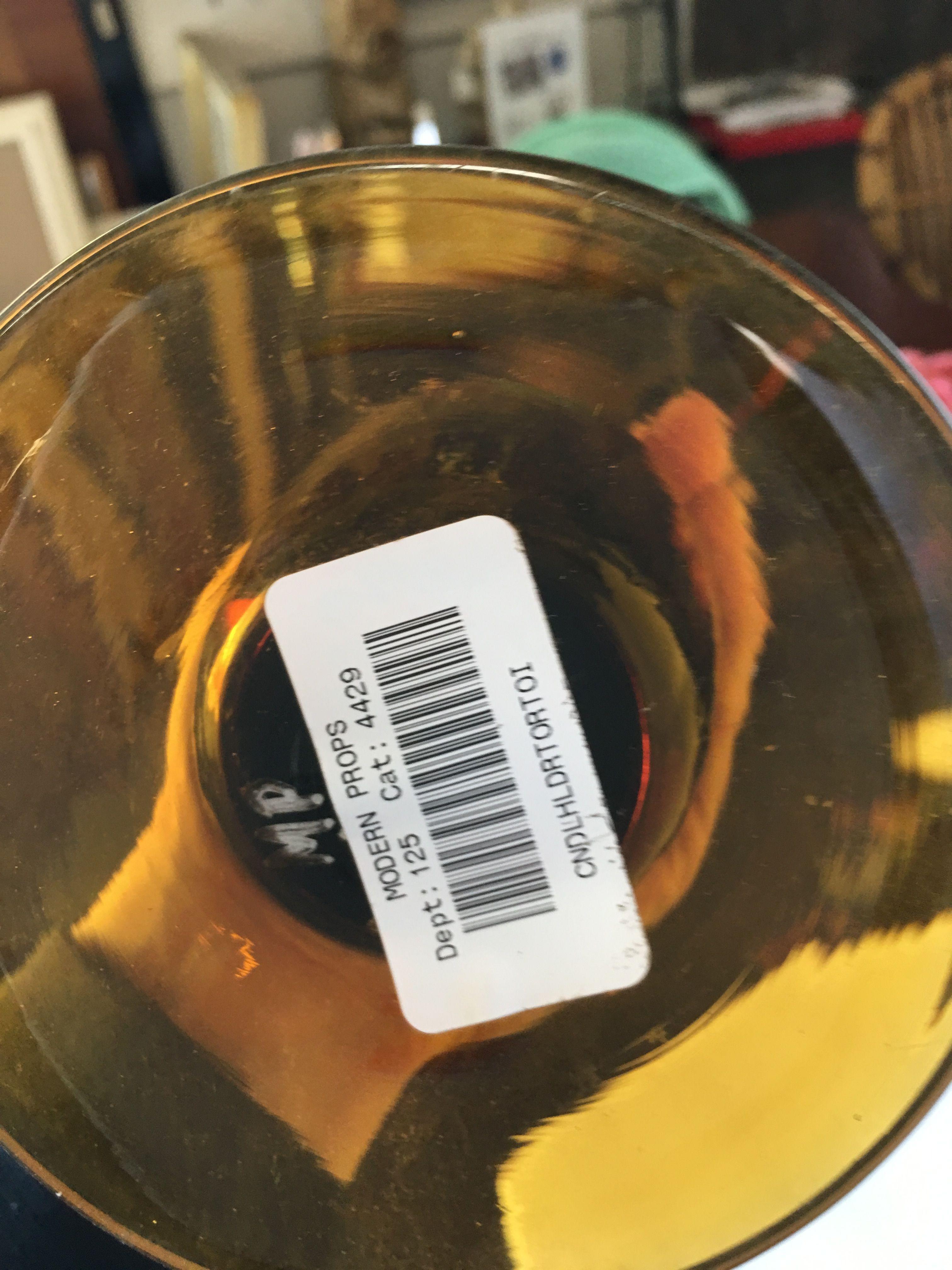 Grand bougeoir en verre de Murano soufflé à la main d'ambre en vente 1
