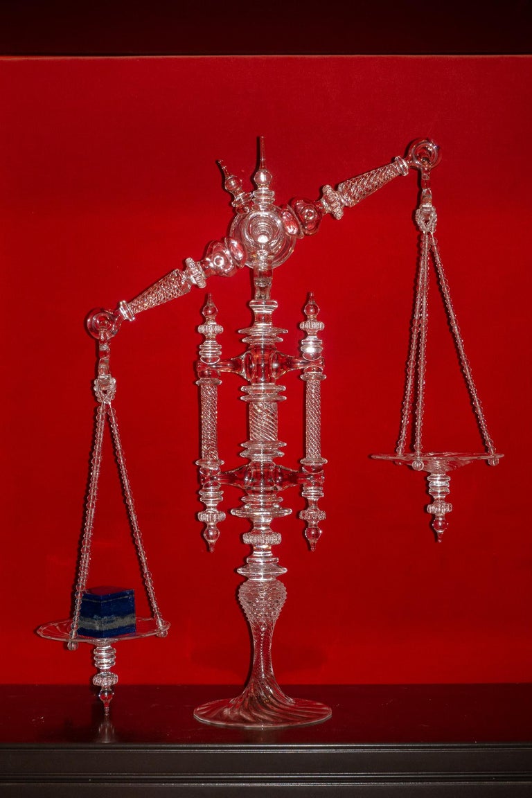 Large Handblown Clear Glass Balance Scale at 1stDibs
