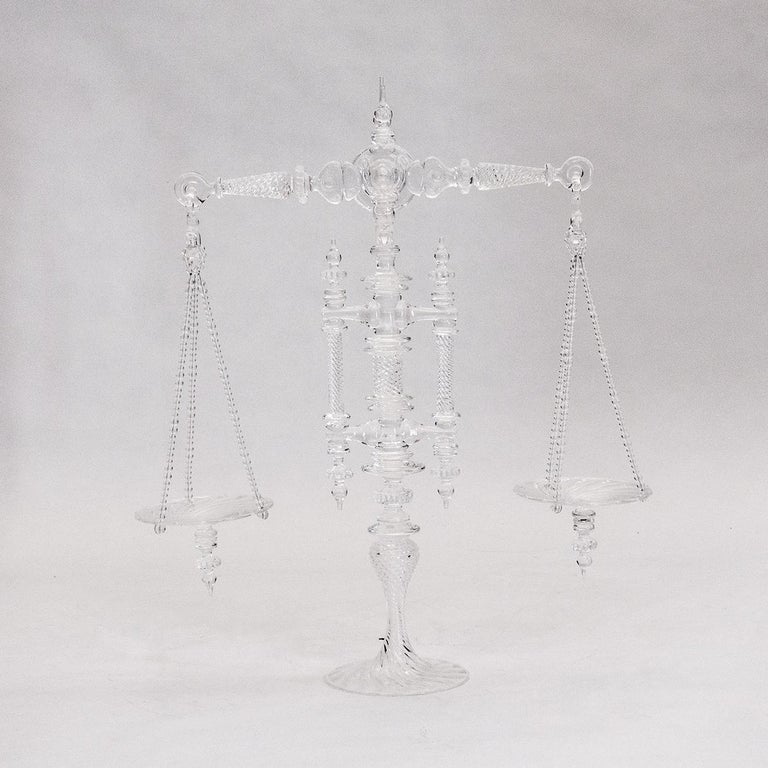 Large Hand Blown Clear Glass Balance Scale at 1stDibs