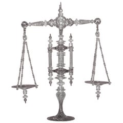 Large Handblown Clear Glass Balance Scale