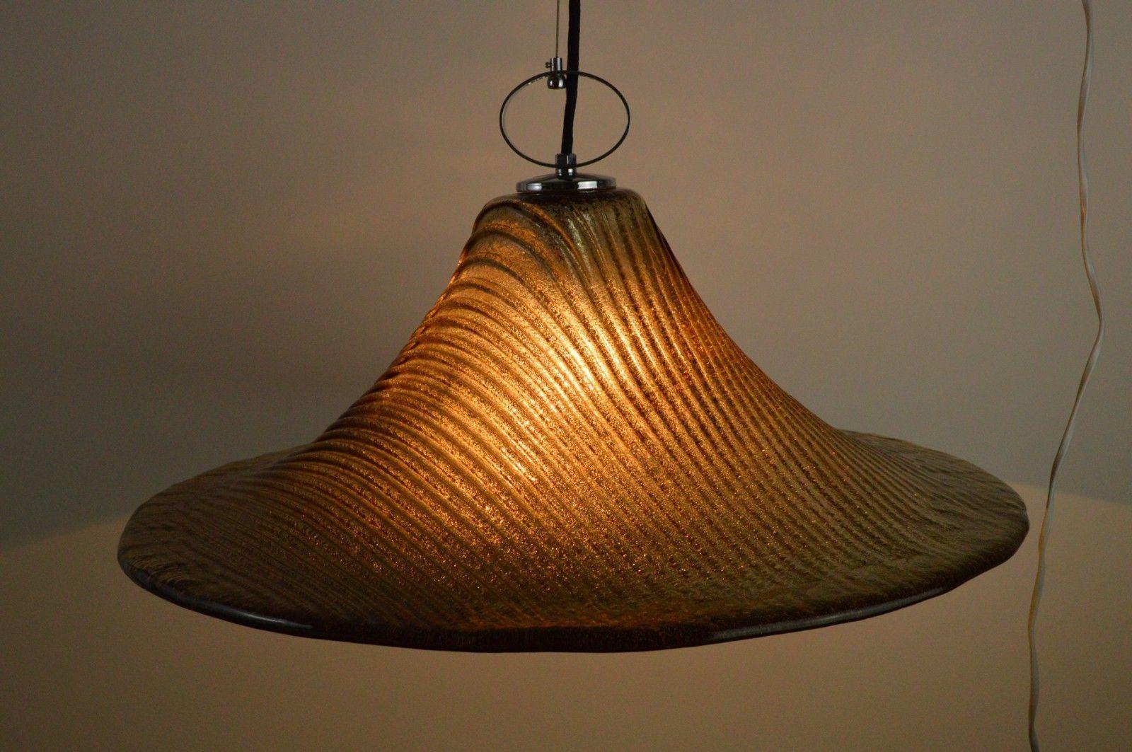 Large Hand Blown Textured Glass Pendant Light by Peill & Putzler, Germany In Good Condition For Sale In London, GB