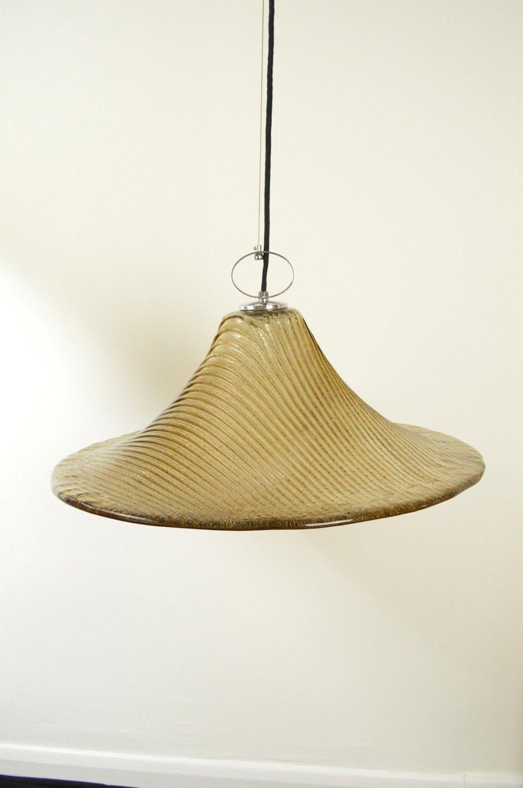 Late 20th Century Large Hand Blown Textured Glass Pendant Light by Peill & Putzler, Germany For Sale