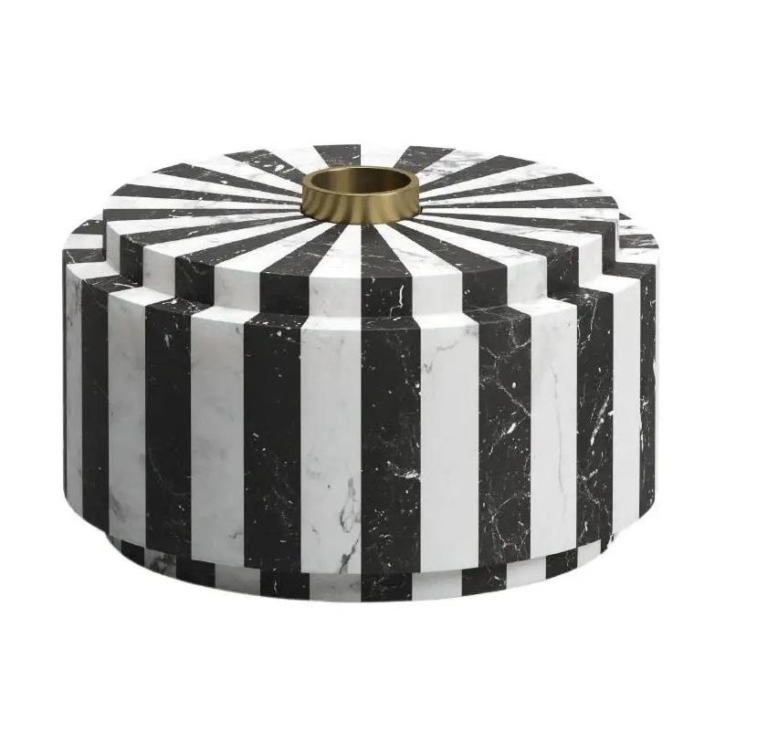 Large Handcrafted Black & White Refined Marble Nova Bowl L by Jacopo Simonetti For Sale 3