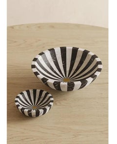 Large Handcrafted Black & White Refined Marble Nova Bowl L by Jacopo Simonetti