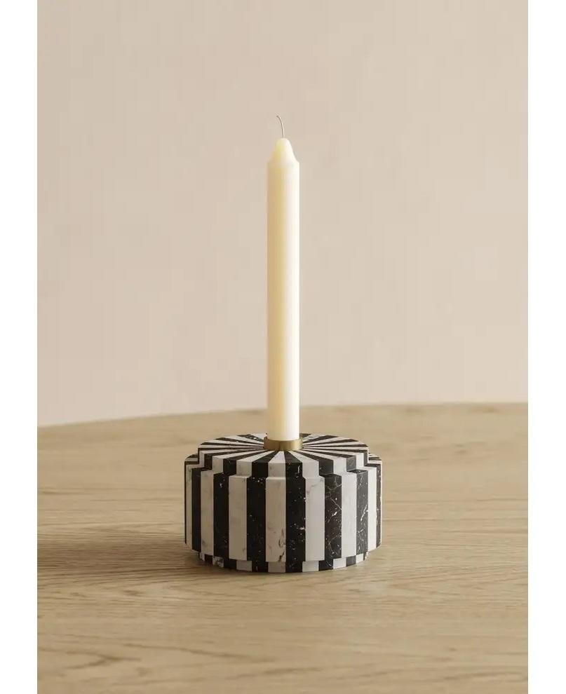Contemporary Large Handcrafted Black & White Refined Marble Nova Bowl L by Jacopo Simonetti For Sale