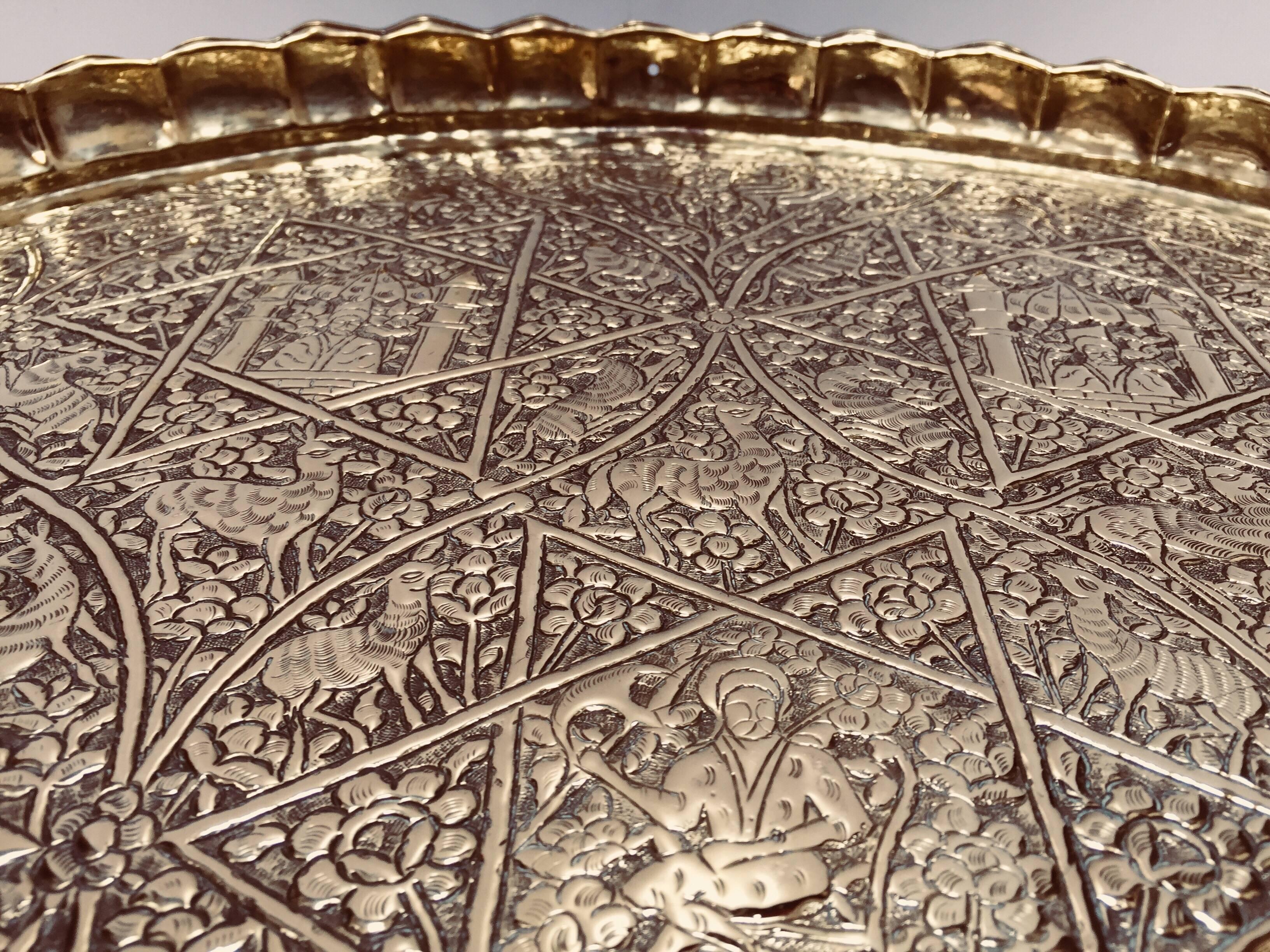 brass hammered tray