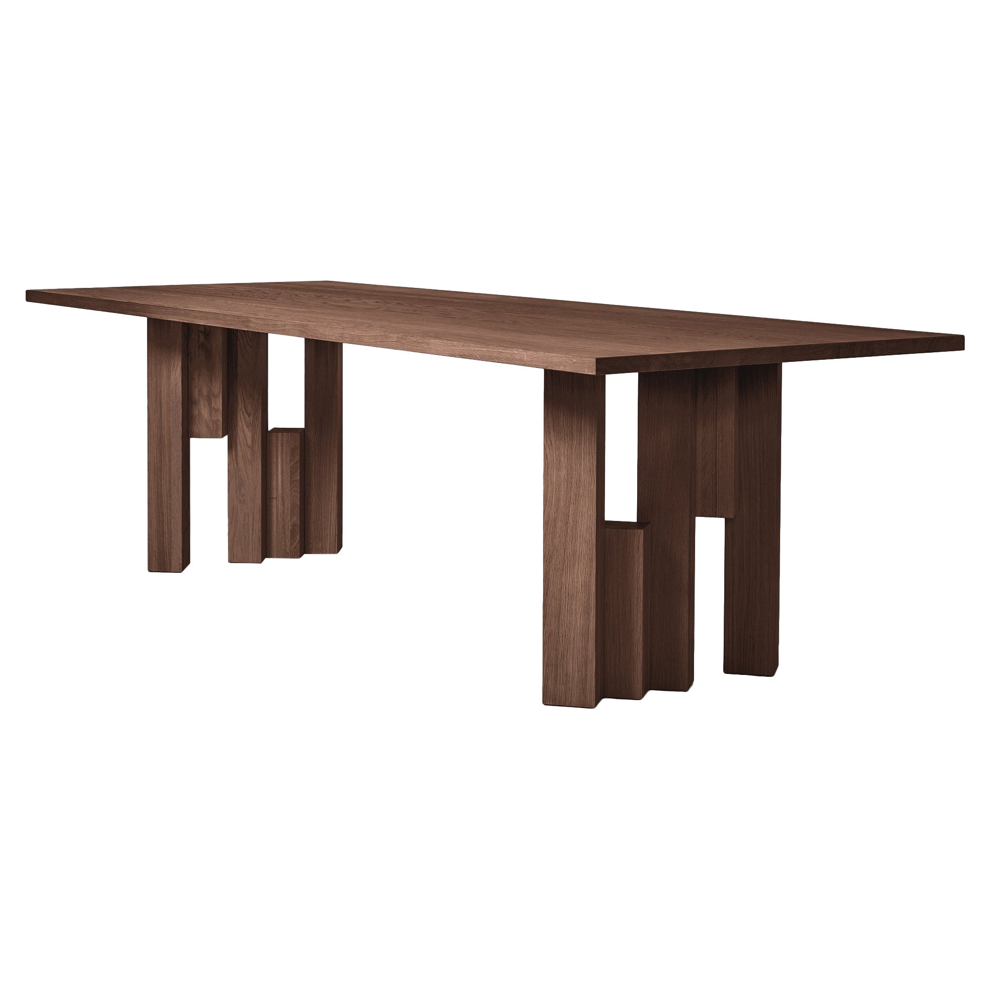 Large Handcrafted Dining Table in Solid Warm Brown Oak - Fenestra by Mokko