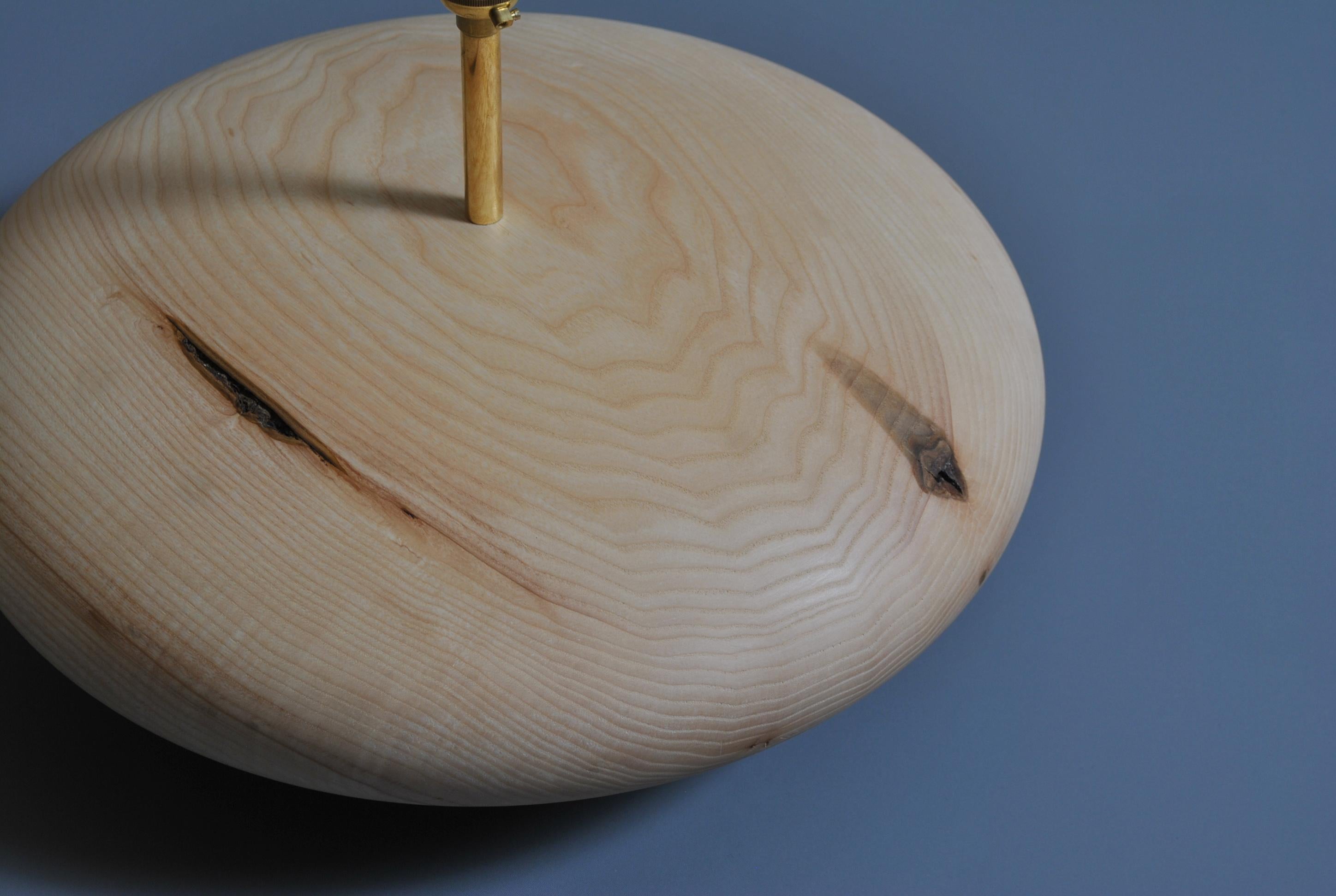 Turned Large Handcrafted English Ash Lamp For Sale