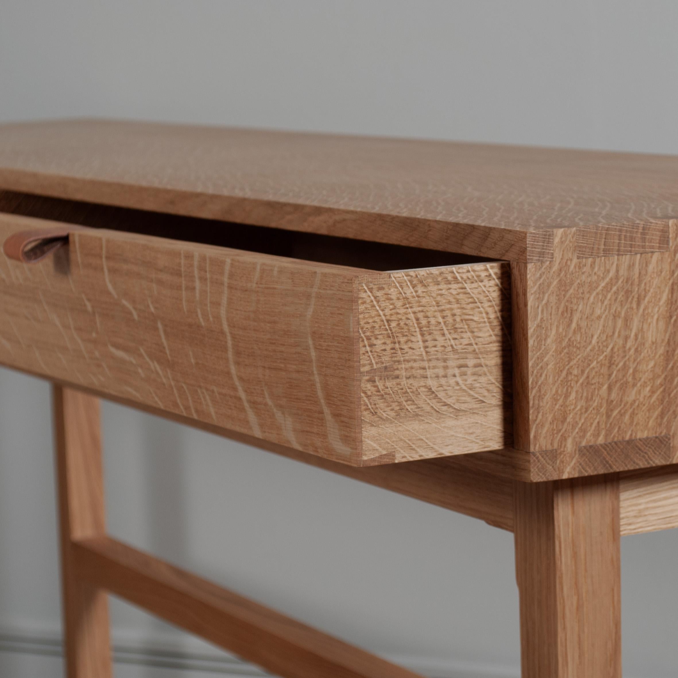 Modern Large Handcrafted English Oak Console Table For Sale