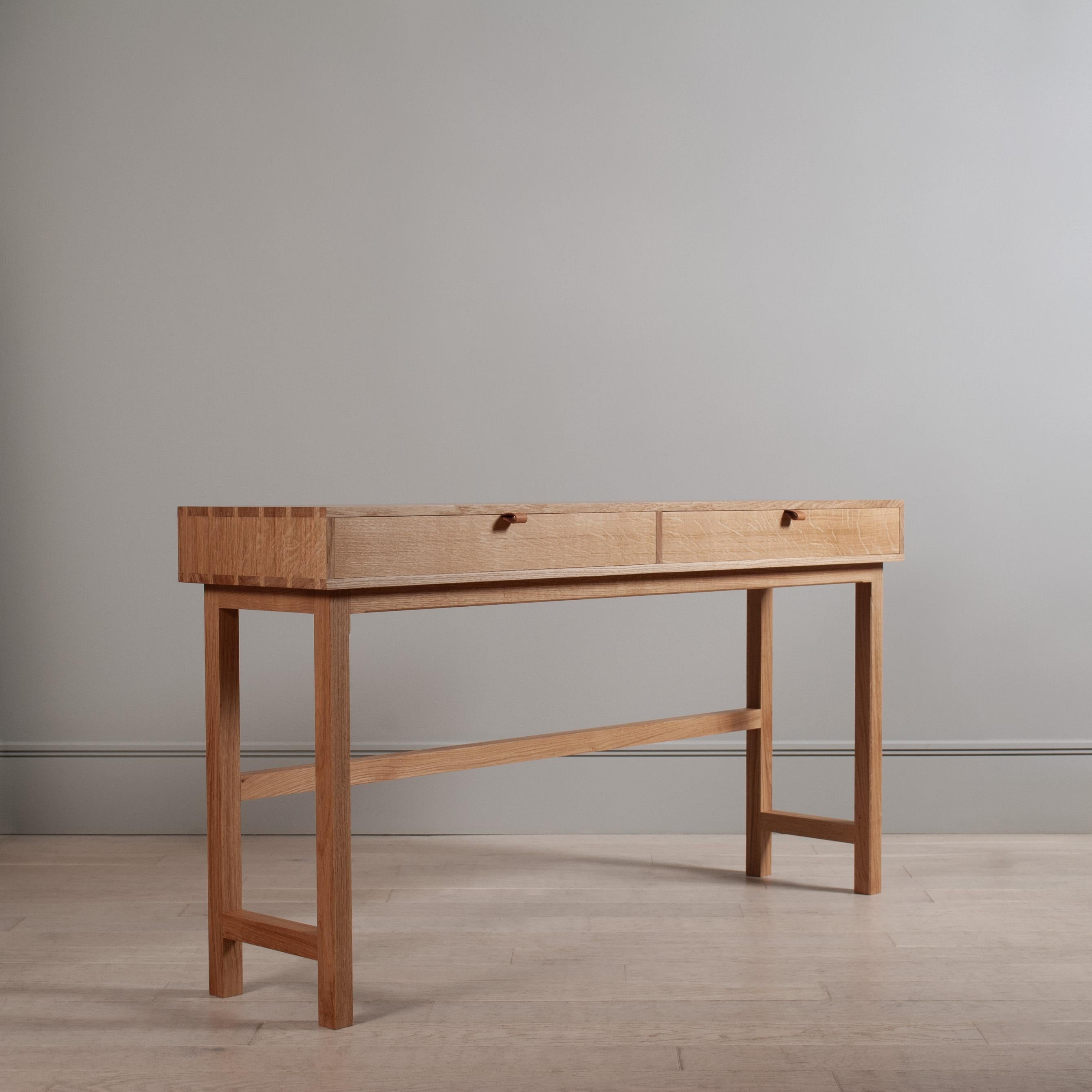 Hand-Crafted Large Handcrafted English Oak Console Table For Sale