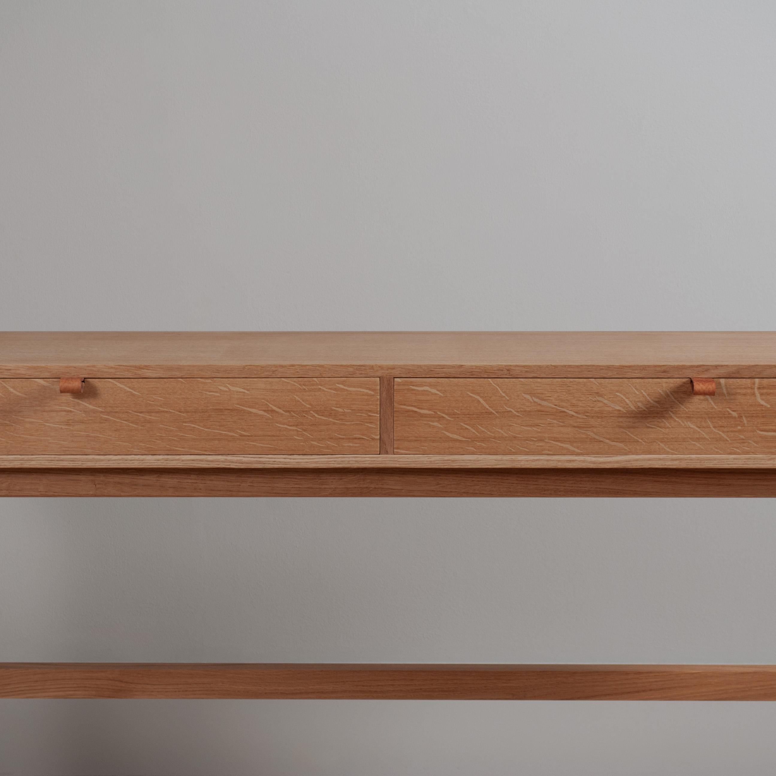 Contemporary Large Handcrafted English Oak Console Table For Sale