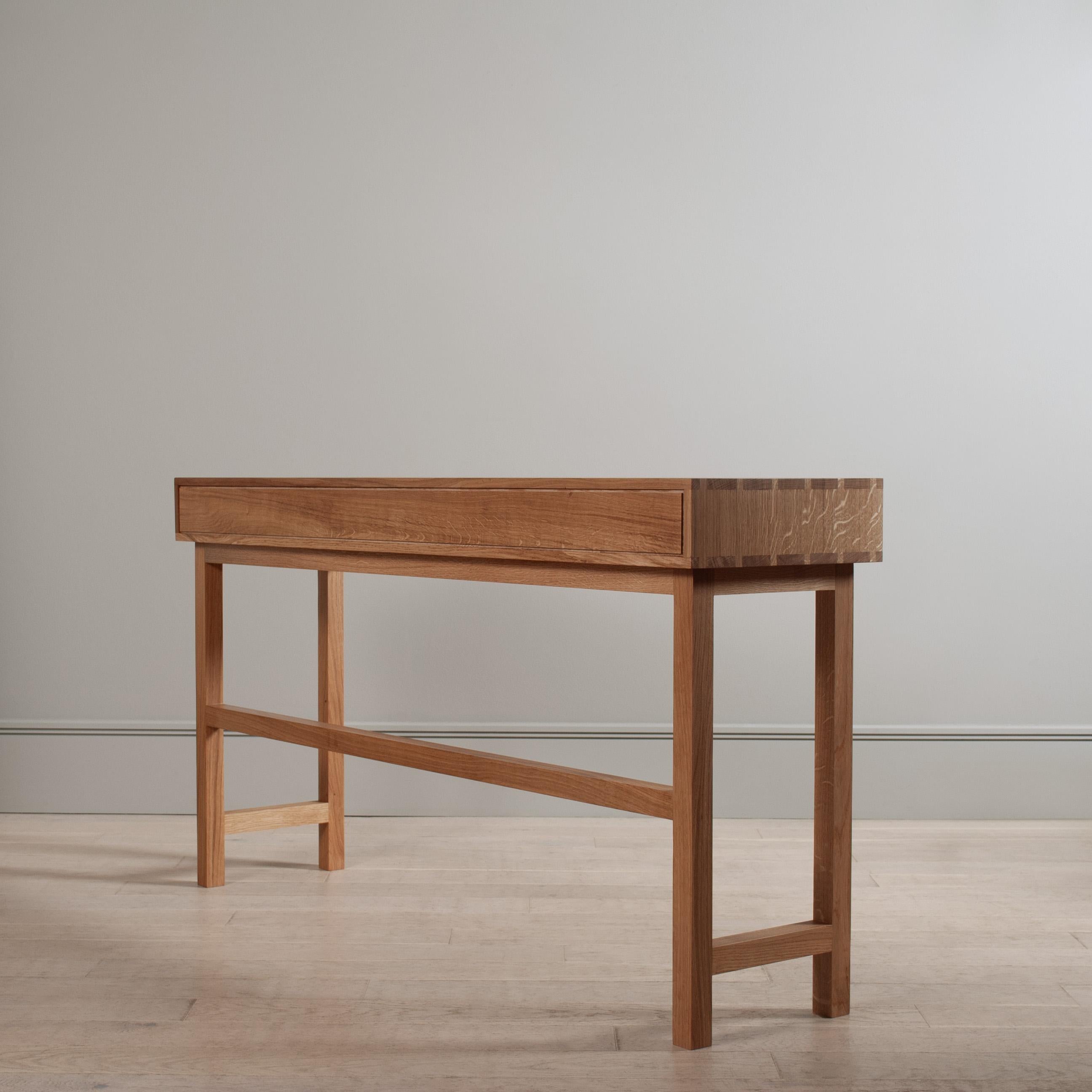 Large Handcrafted English Oak Console Table For Sale 2