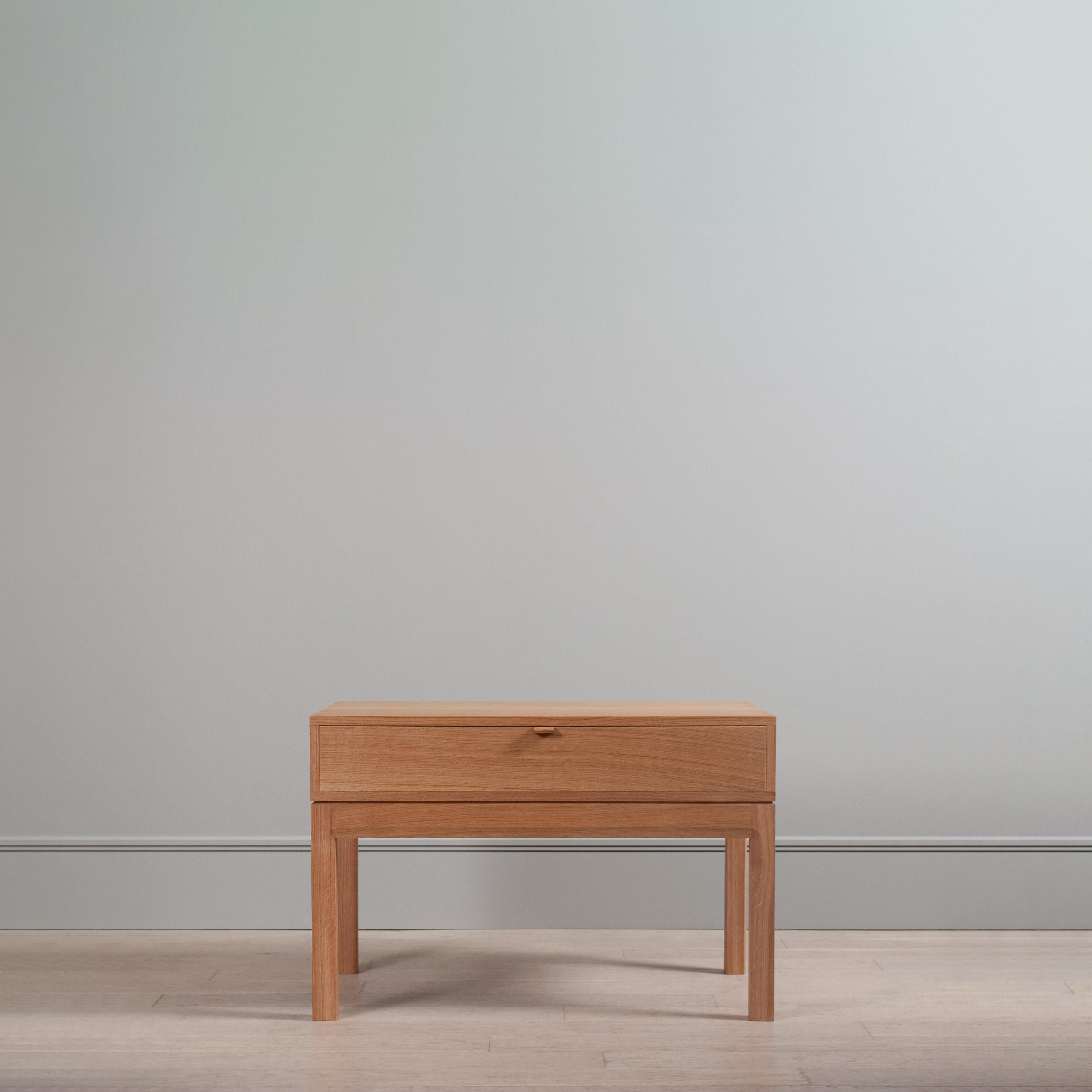 Hand-Crafted Large Artisan Handcrafted English Oak End Table Drawers For Sale