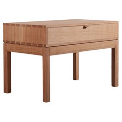 Large Artisan Handcrafted English Oak End Table Drawers