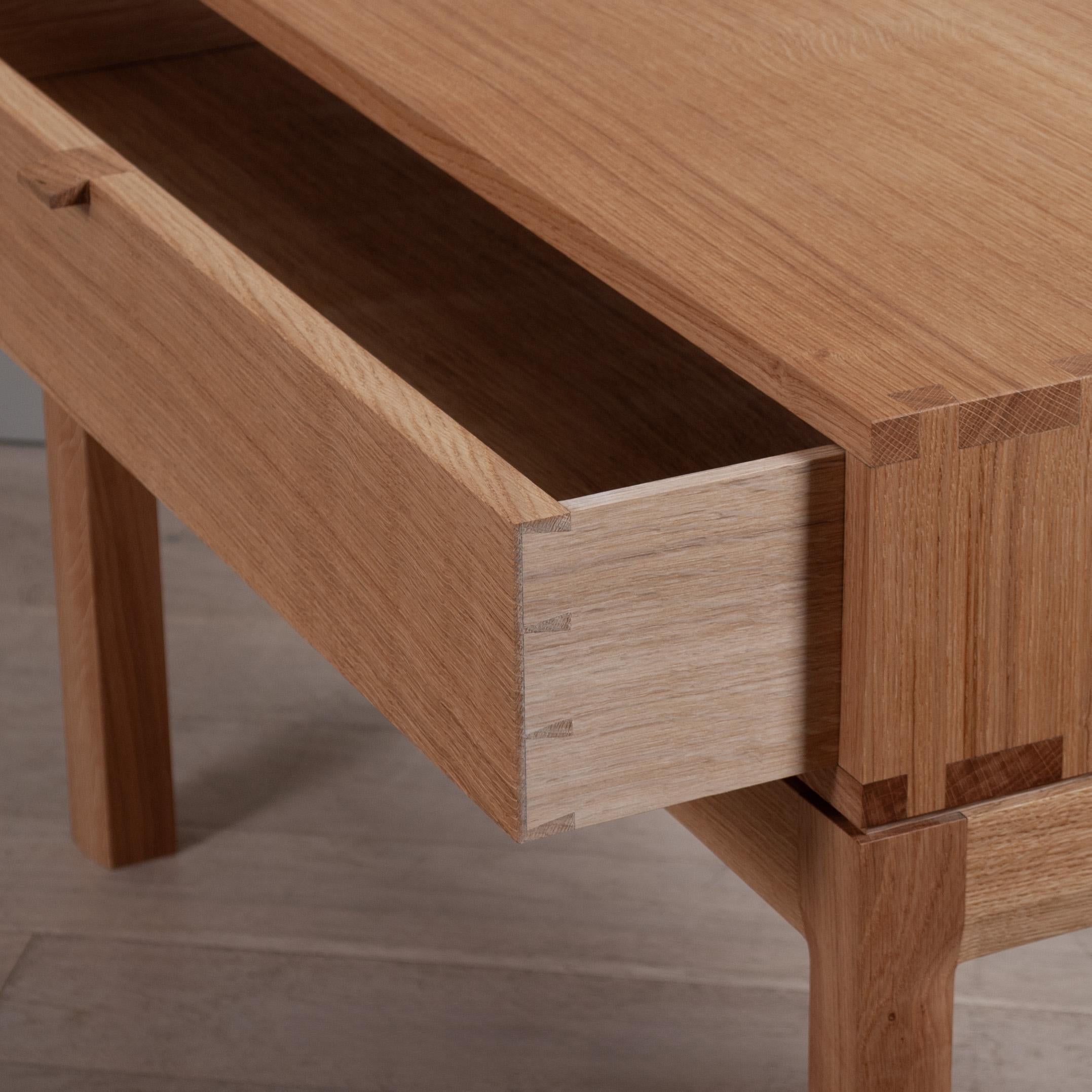 Large Artisanal Handcrafted English Oak Nightstand For Sale 4