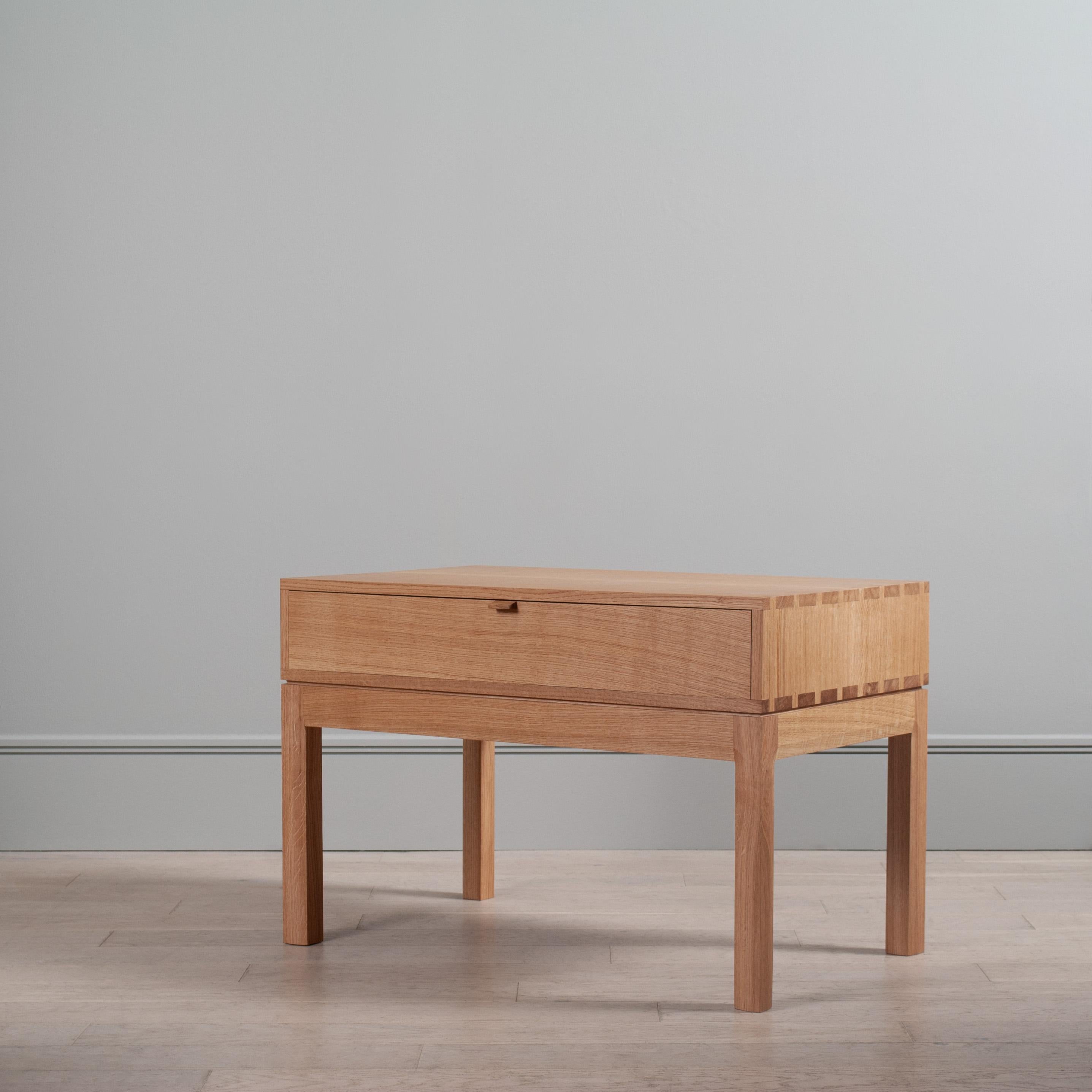 Modern Large Artisanal Handcrafted English Oak Nightstand For Sale