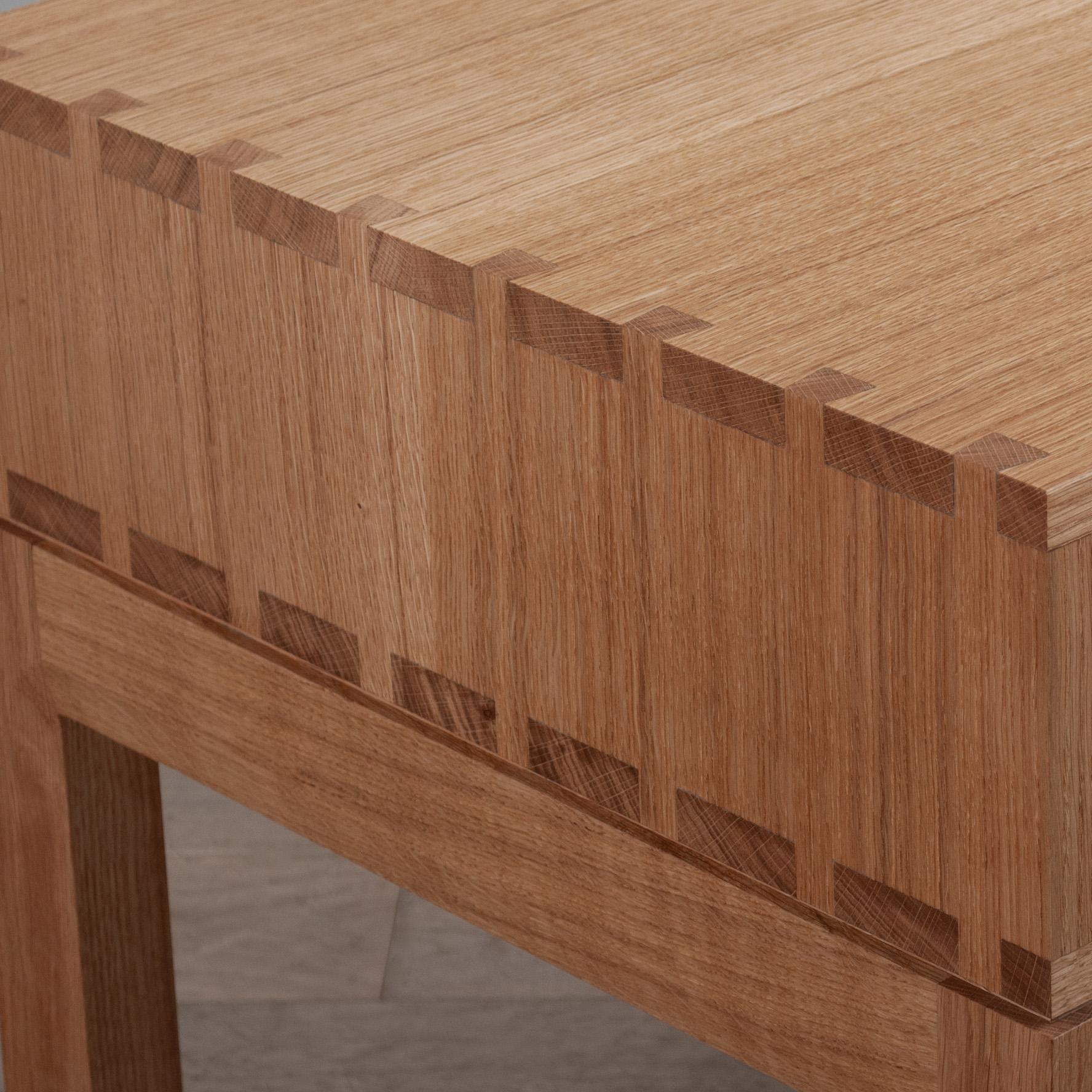 Large Artisanal Handcrafted English Oak Nightstand For Sale 2