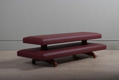 Grand ottoman en cuir et Oak Oak, fabriqué à la main