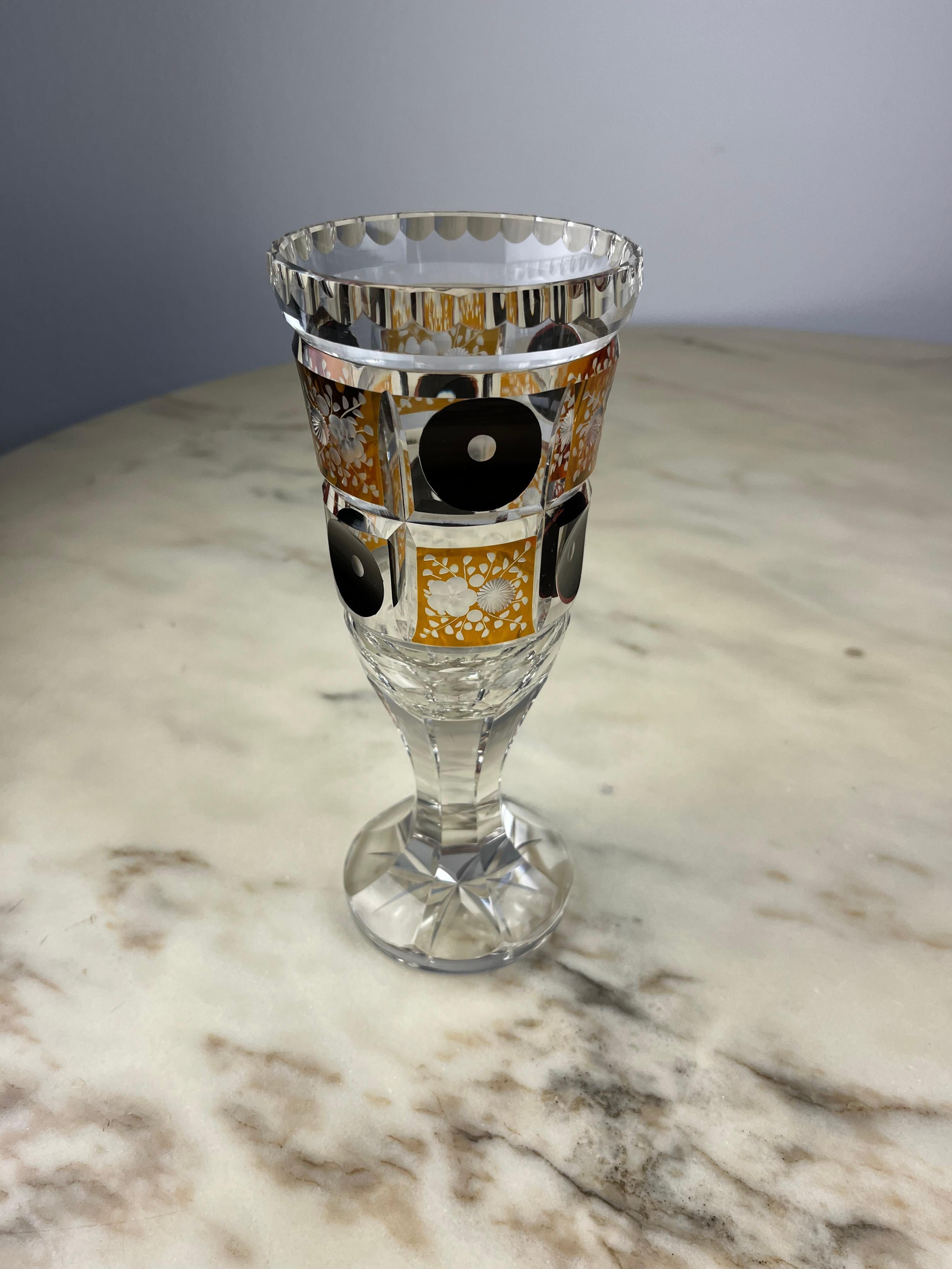 Italian Large Handcrafted Murano Glass Goblet, Italy, 1980s For Sale